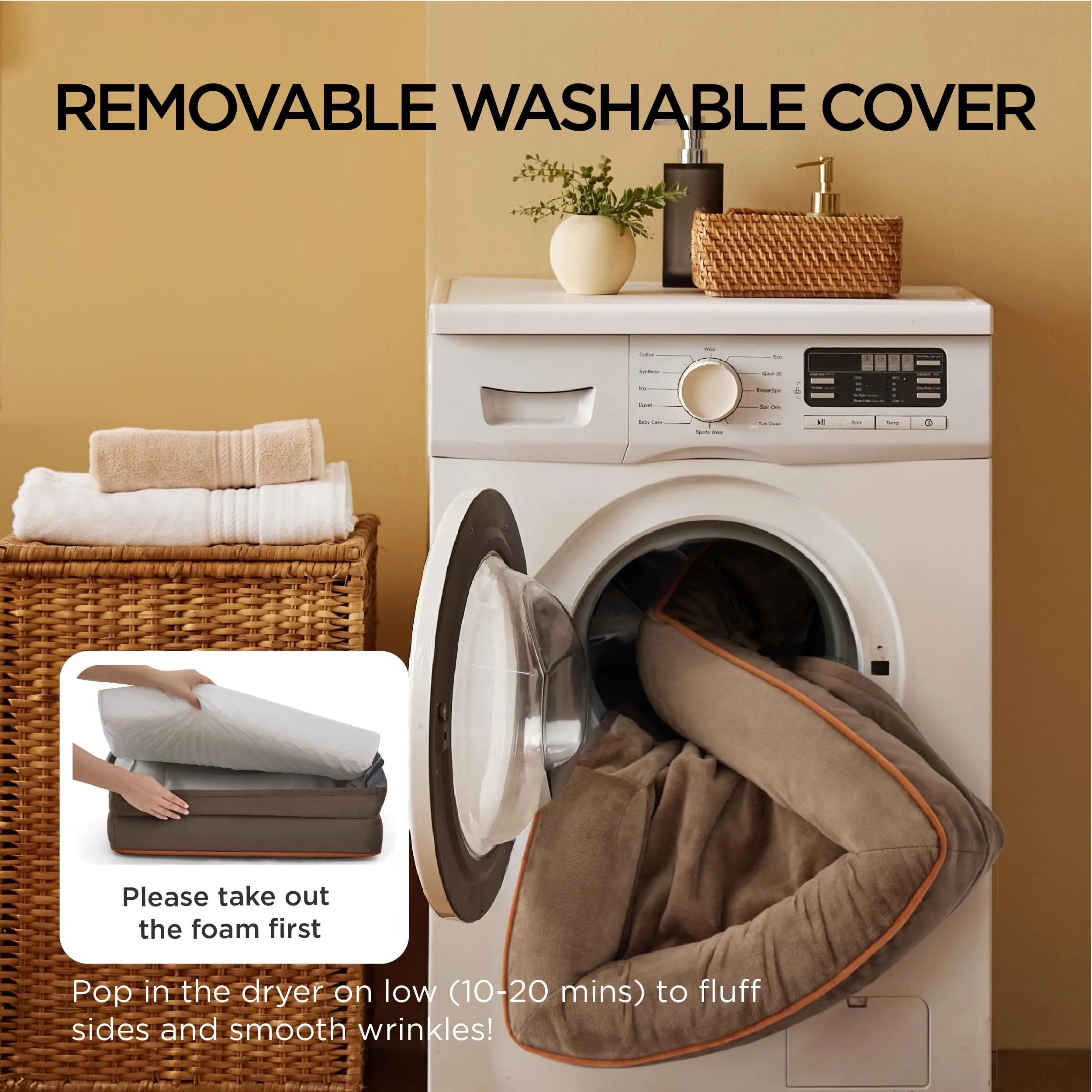 Bedsure Cuccia Ortopedica Lavabile per Cani Grandi, 89x63cm, Marrone - immagine 5