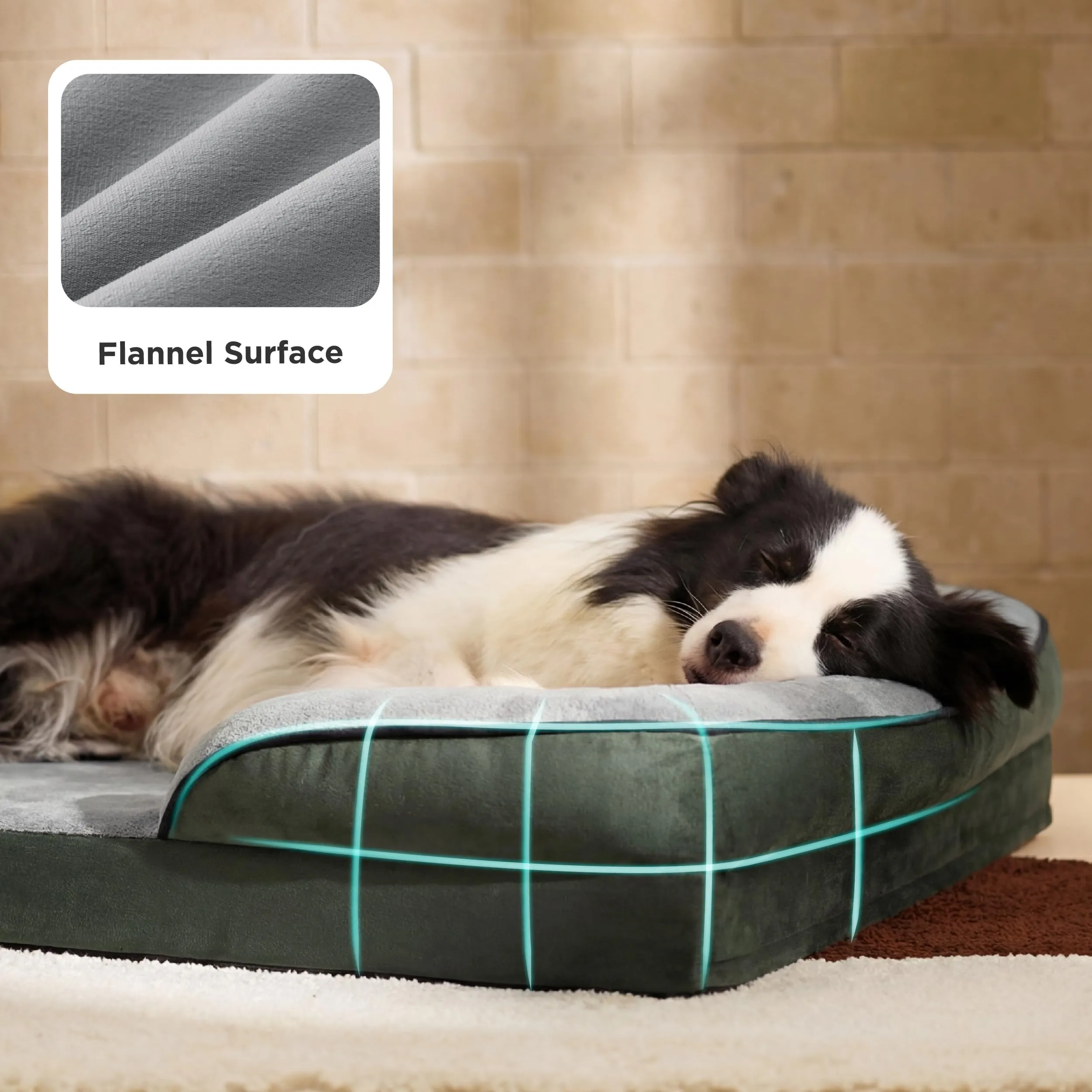Bedsure Cuccia Ortopedica Lavabile per Cani Grandi, 97x71cm, Verde scuro - immagine 6