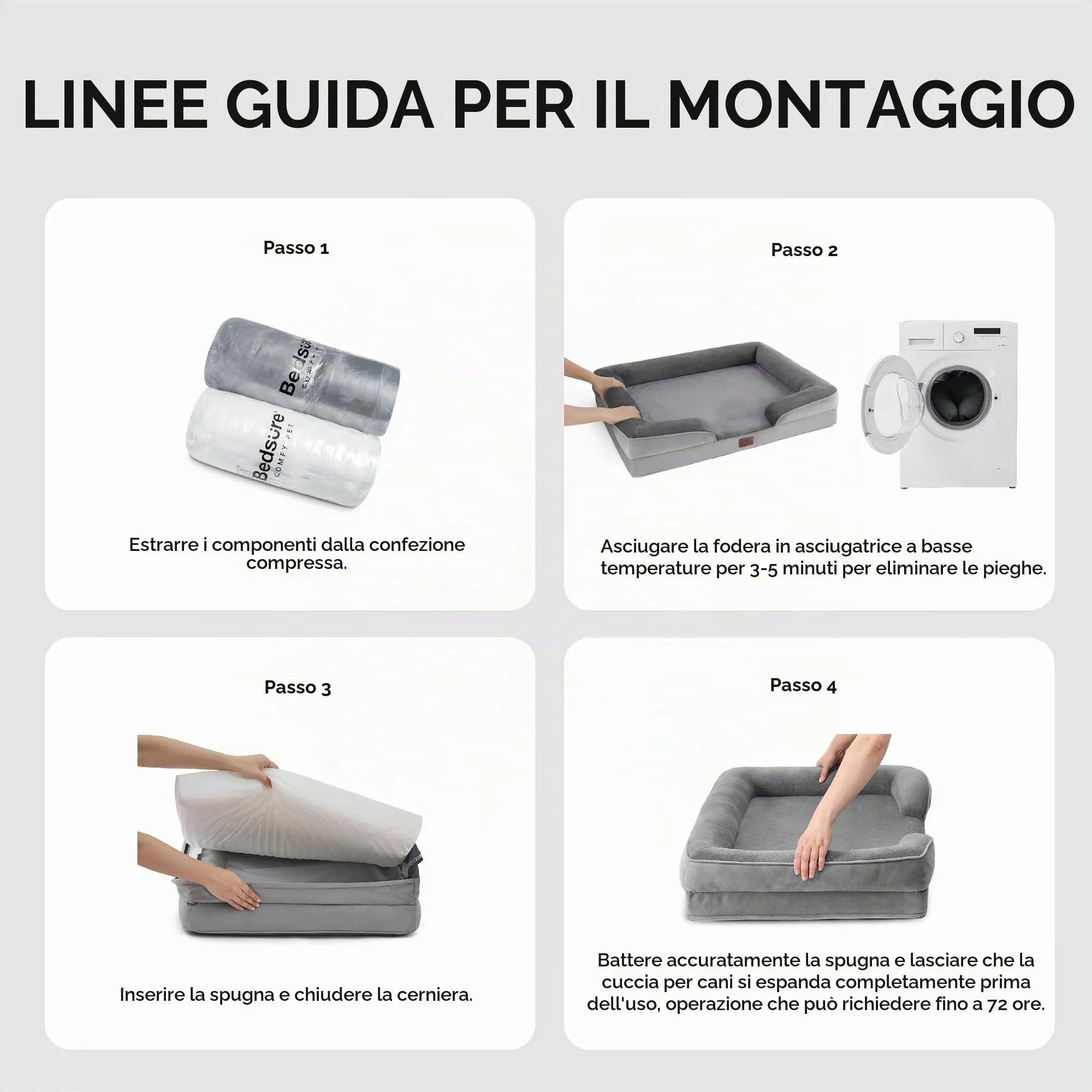 Bedsure Cuccia Ortopedica Lavabile per Cani XXL, 132x104cm, Brunastro - immagine 8
