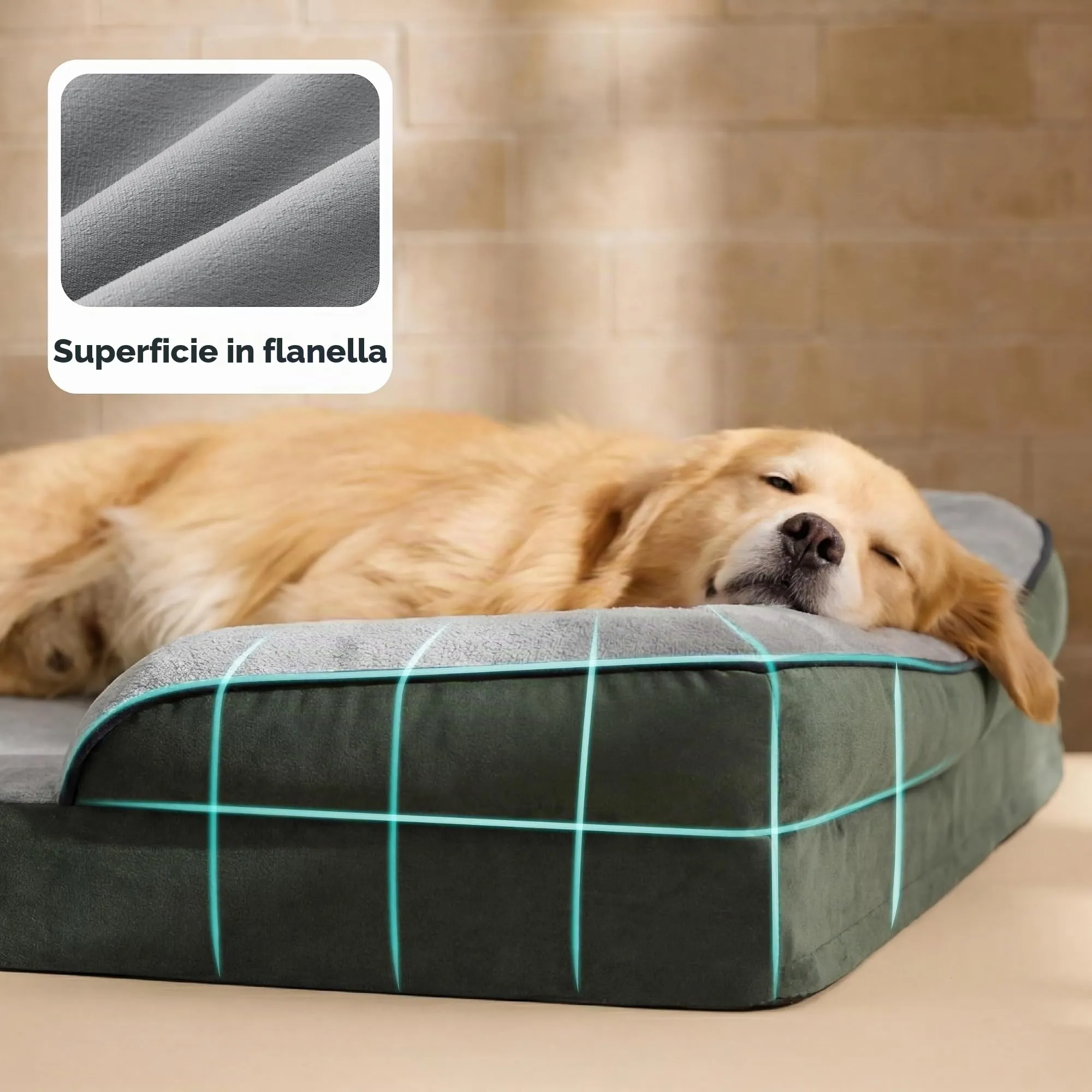 Bedsure Cuccia Ortopedica Lavabile per Cani XXL, 122x89cm, Verde Scuro - immagine 6