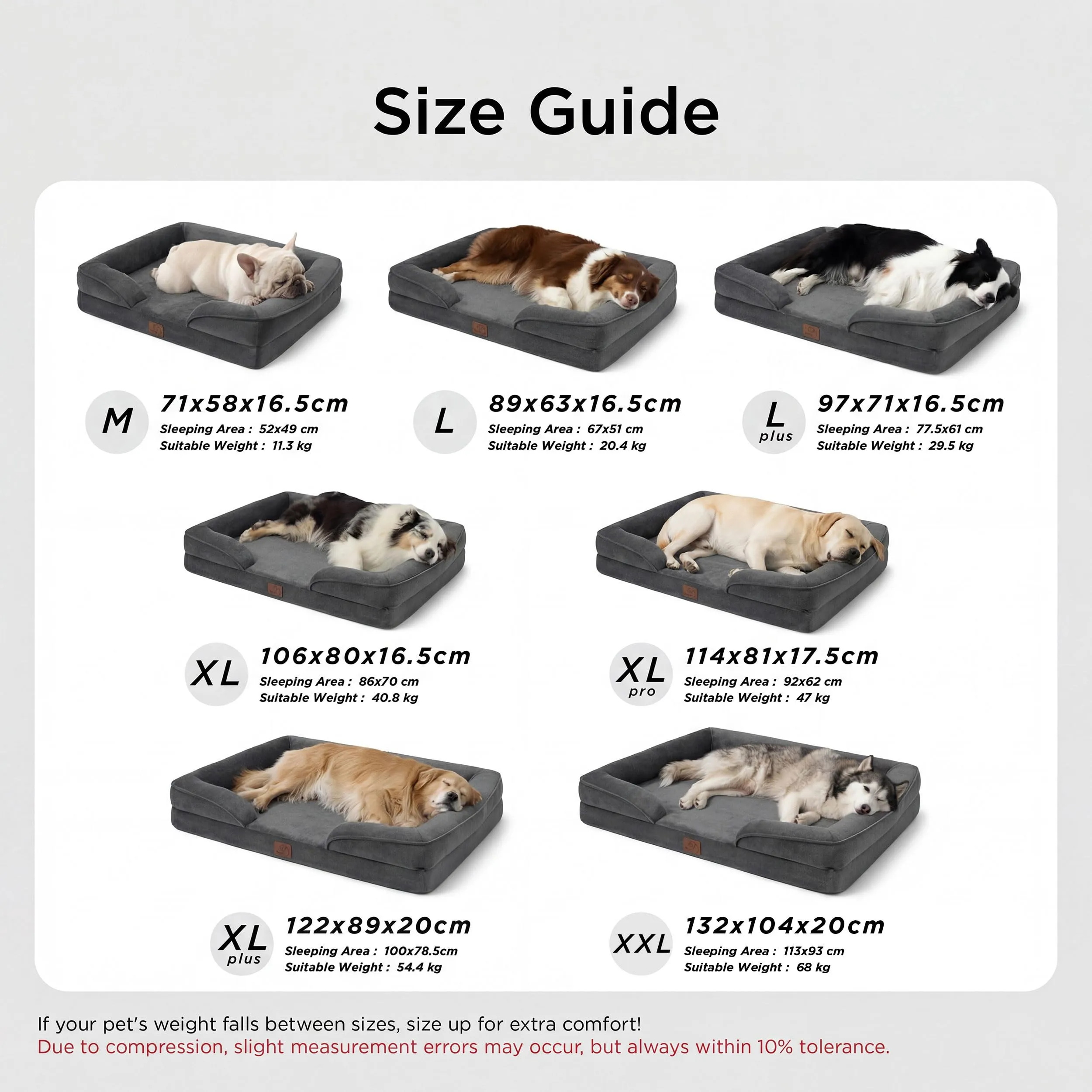 Bedsure Cuccia Ortopedica Lavabile per Cani, 71x58cm, Grigio Scuro - immagine 4