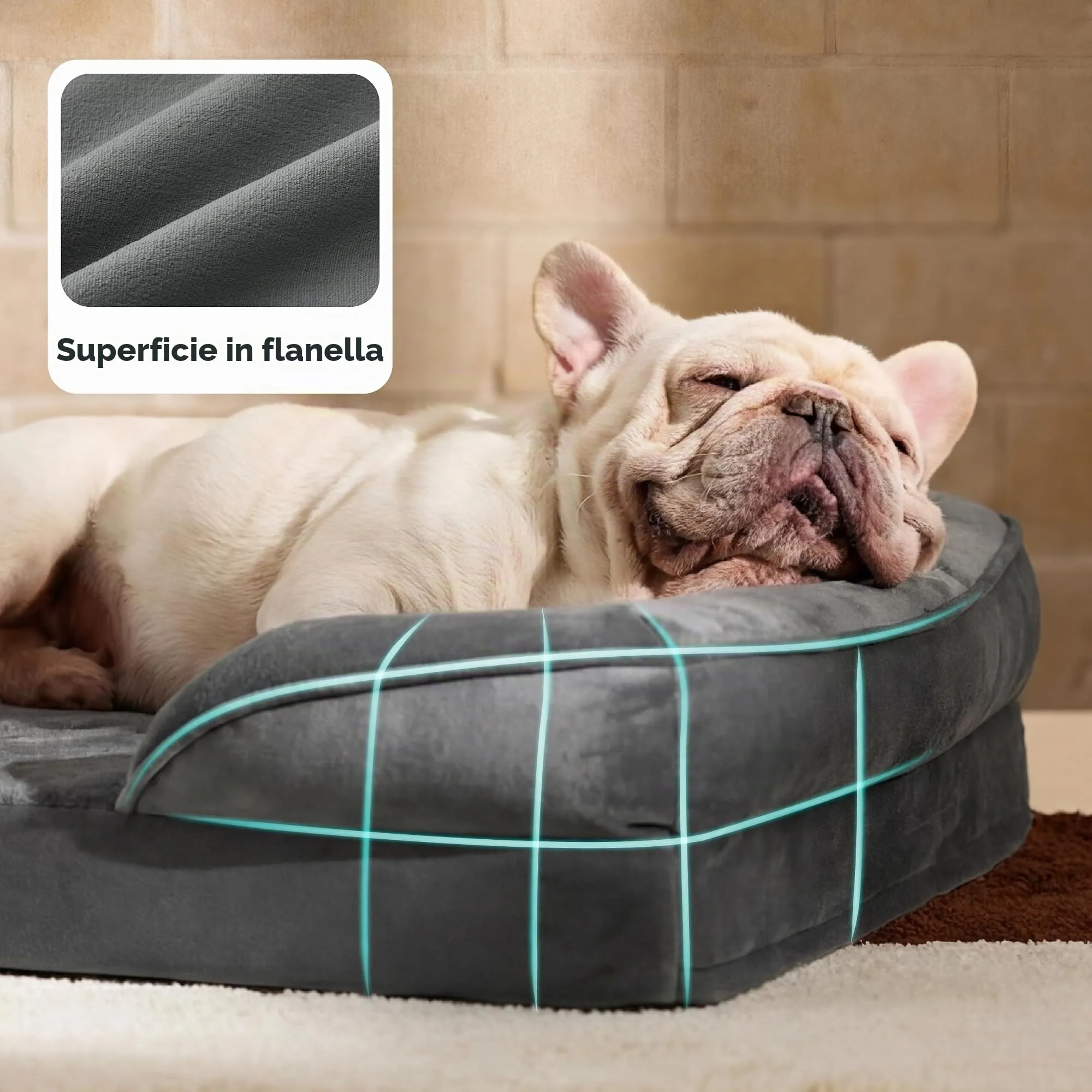 Bedsure Cuccia Ortopedica Lavabile per Cani, 71x58cm, Grigio Scuro - immagine 6