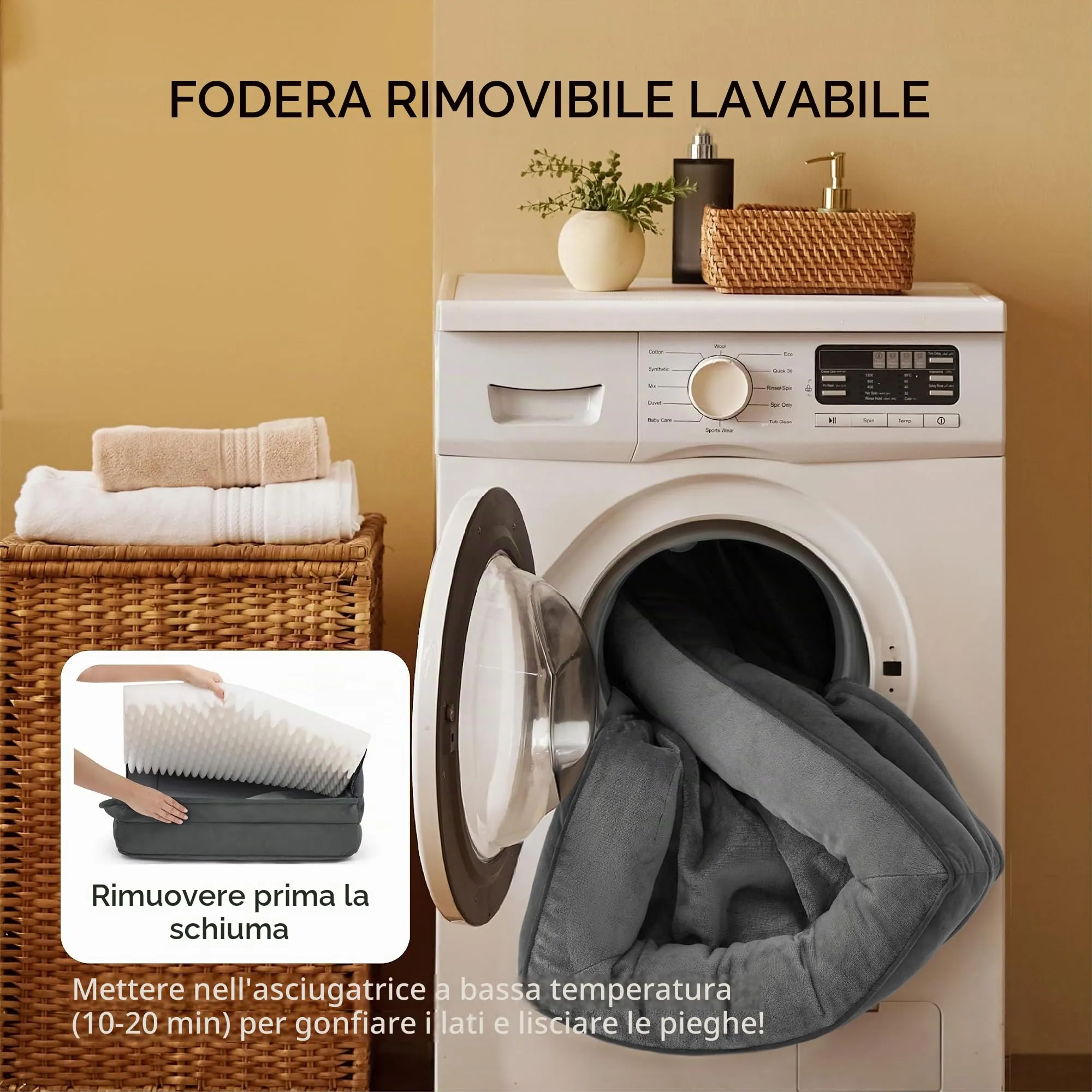Bedsure Cuccia Ortopedica Lavabile per Cani XXL, 132x104cm, Grigio scuro - immagine 5