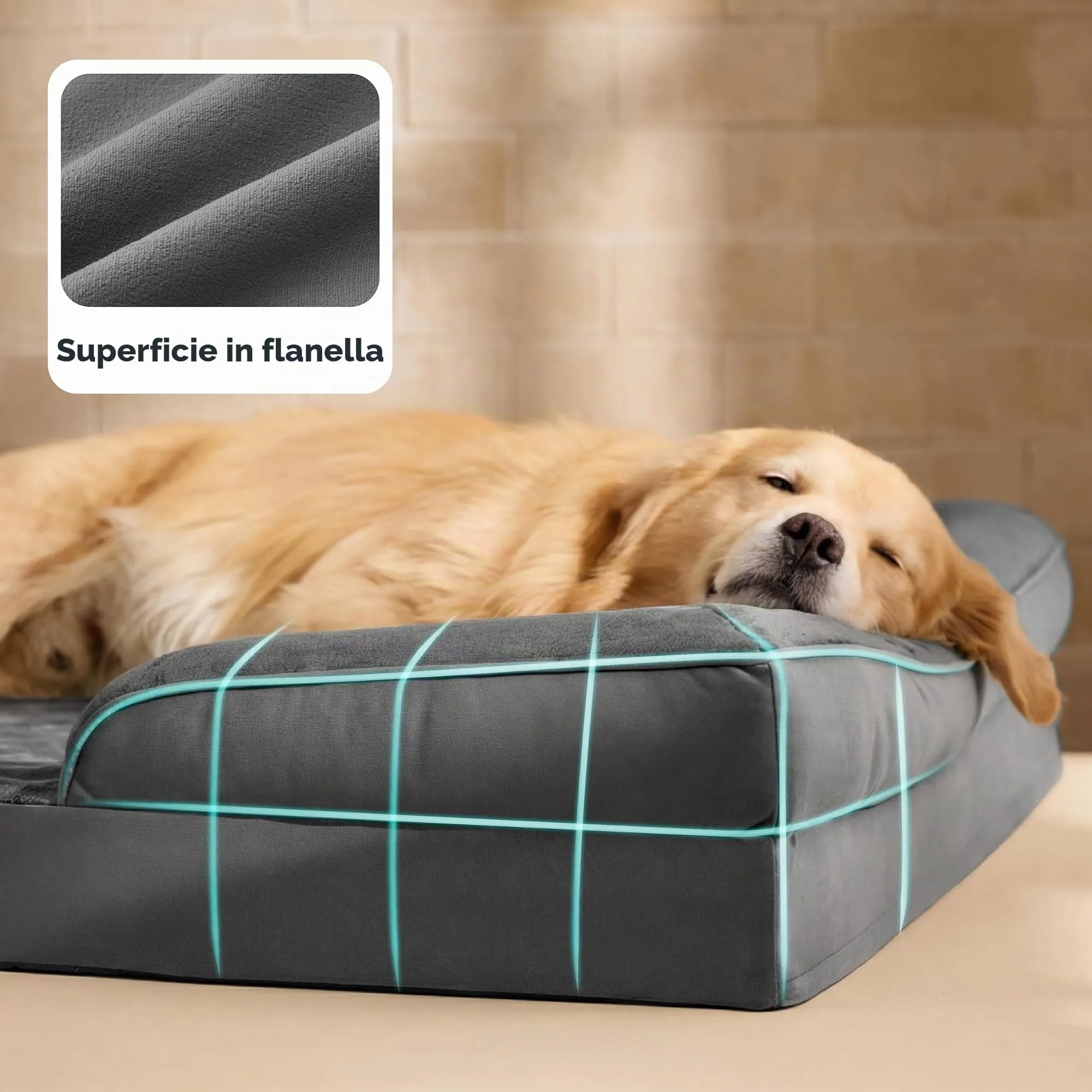 Bedsure Cuccia Ortopedica Lavabile per Cani XXL, 132x104cm, Grigio scuro - immagine 6