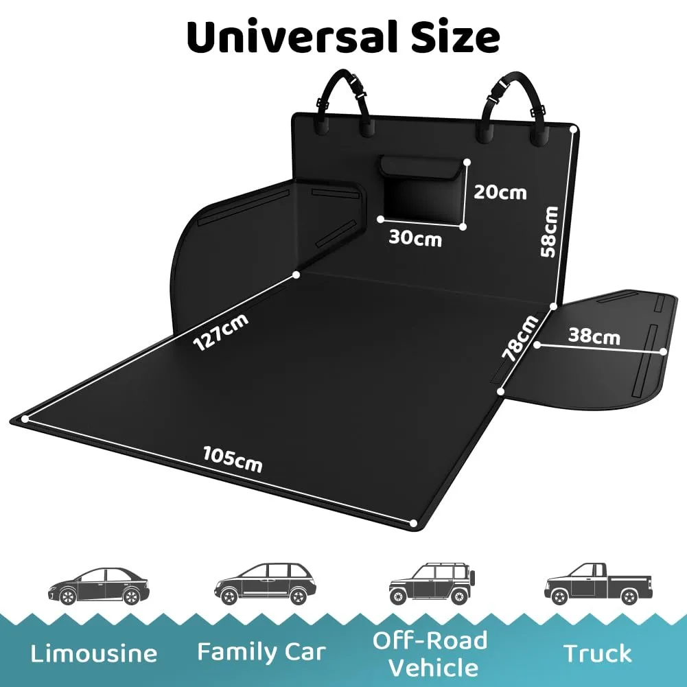 KYG Telo Bagagliaio Auto per Cani Impermeabile con Protezione Laterale, 185 x 105 x 38cm - Nero - immagine 2
