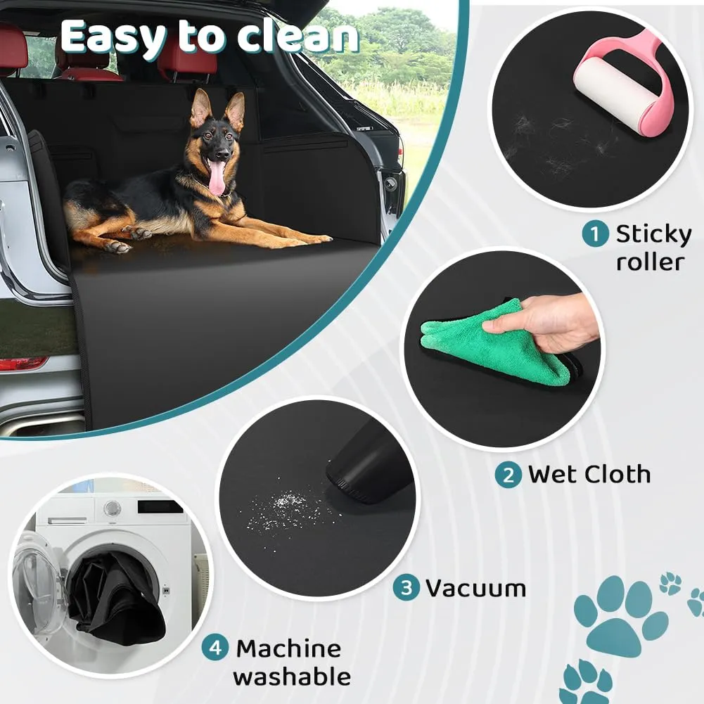 KYG Telo Bagagliaio Auto per Cani Impermeabile con Protezione Laterale, 185 x 105 x 38cm - Nero - immagine 5