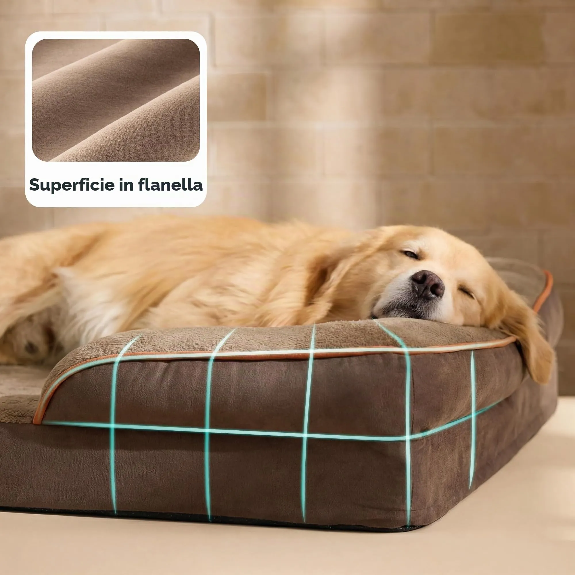 Bedsure Cuccia Ortopedica Lavabile per Cani XXL, 122x89cm, Marrone - immagine 6