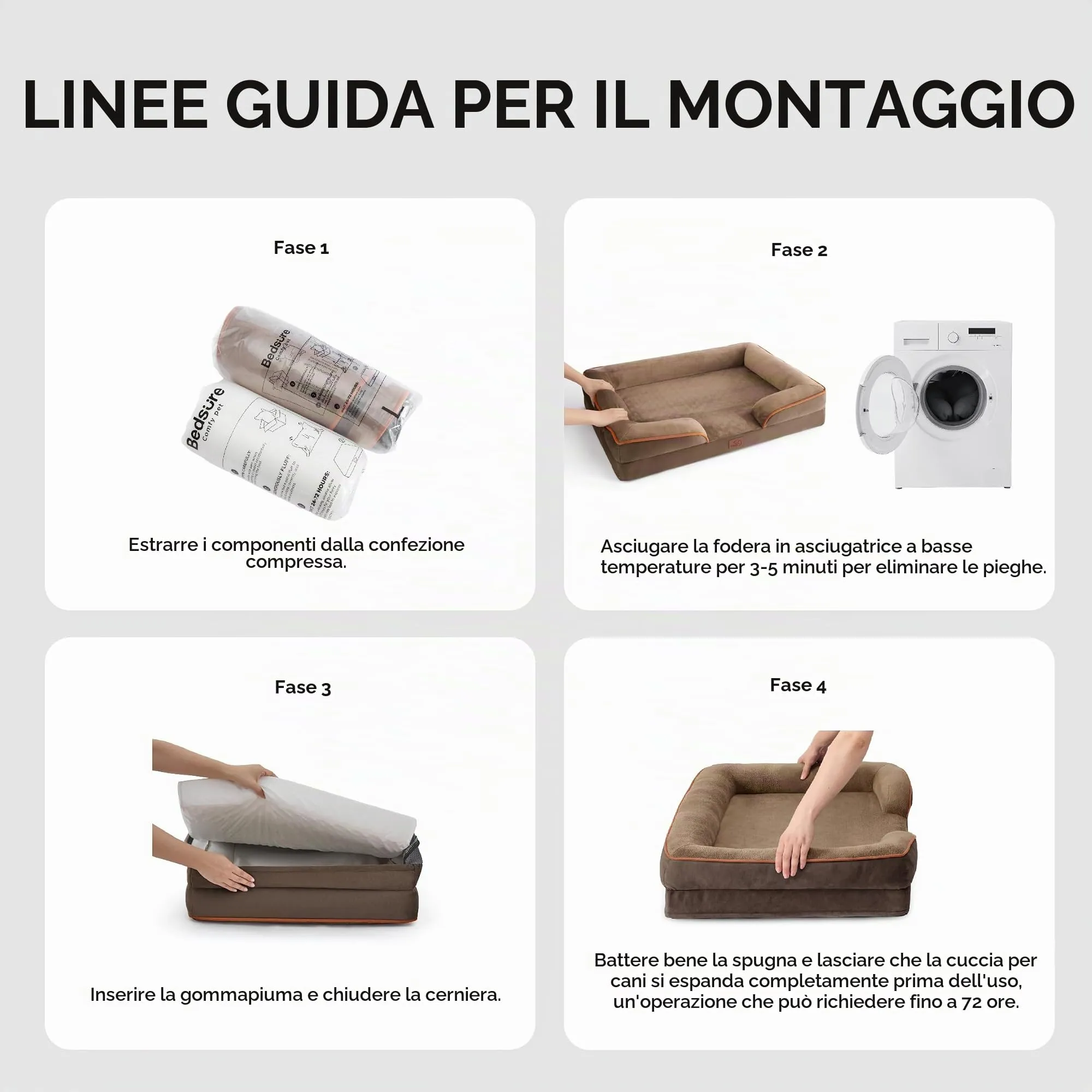 Bedsure Cuccia Ortopedica Lavabile per Cani XXL, 122x89cm, Marrone - immagine 8