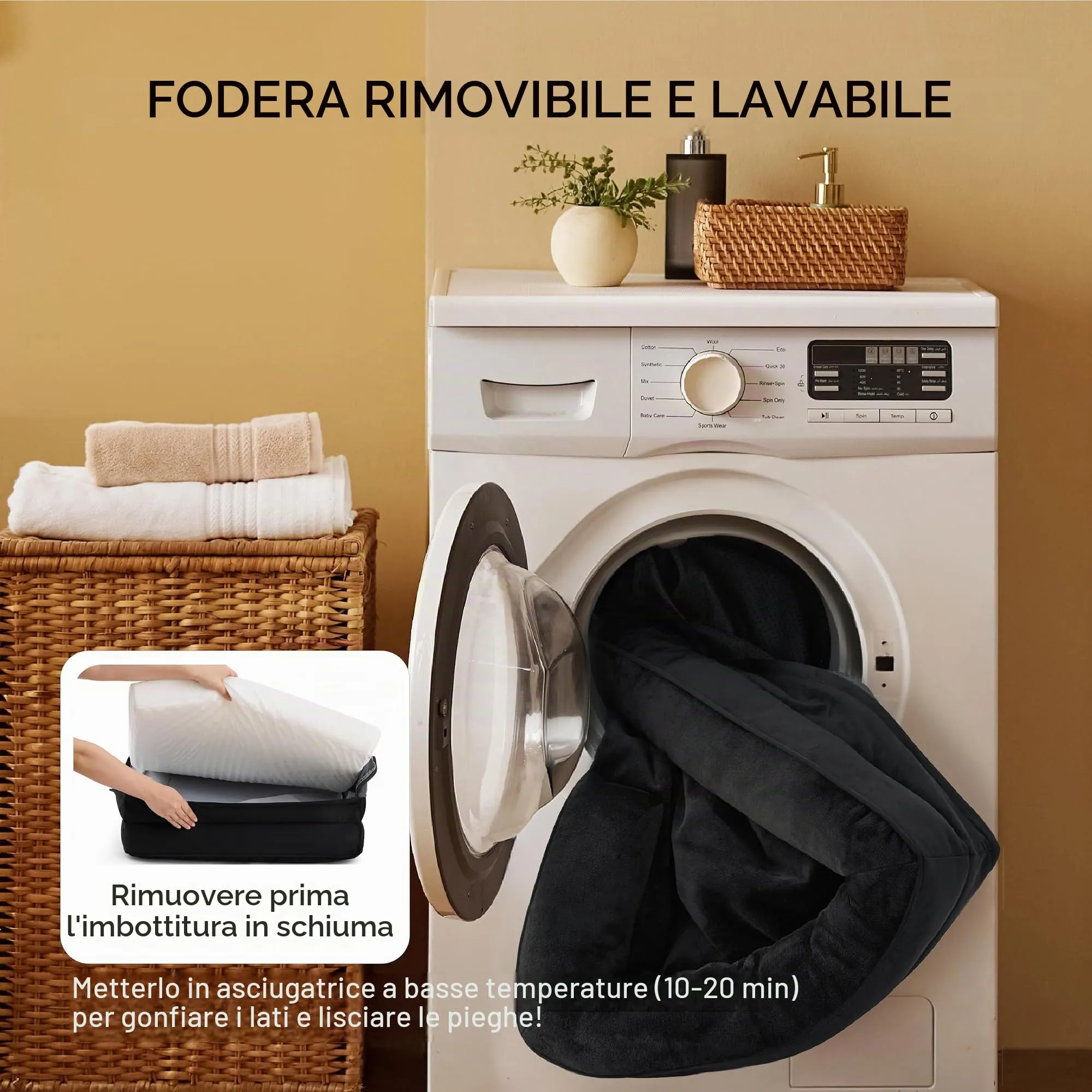 Bedsure Cuccia Ortopedica Lavabile per Cani Grandi, 97x71cm, Nero - immagine 5