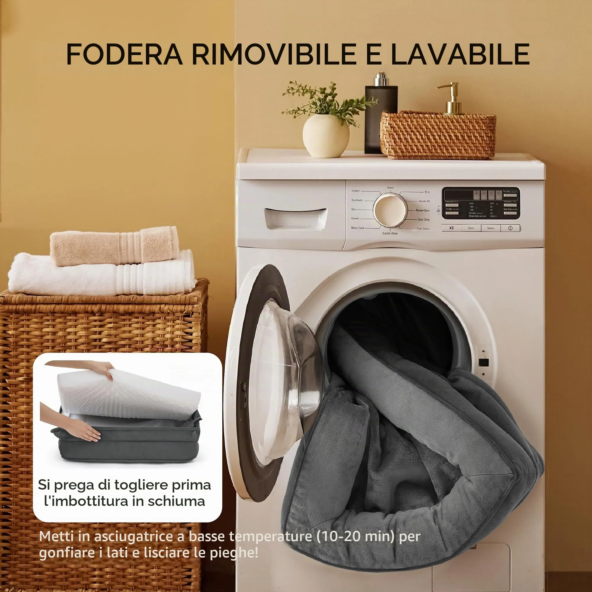 Bedsure Cuccia Ortopedica Lavabile per Cani Grandi, 89x63cm, Grigio scuro - immagine 5