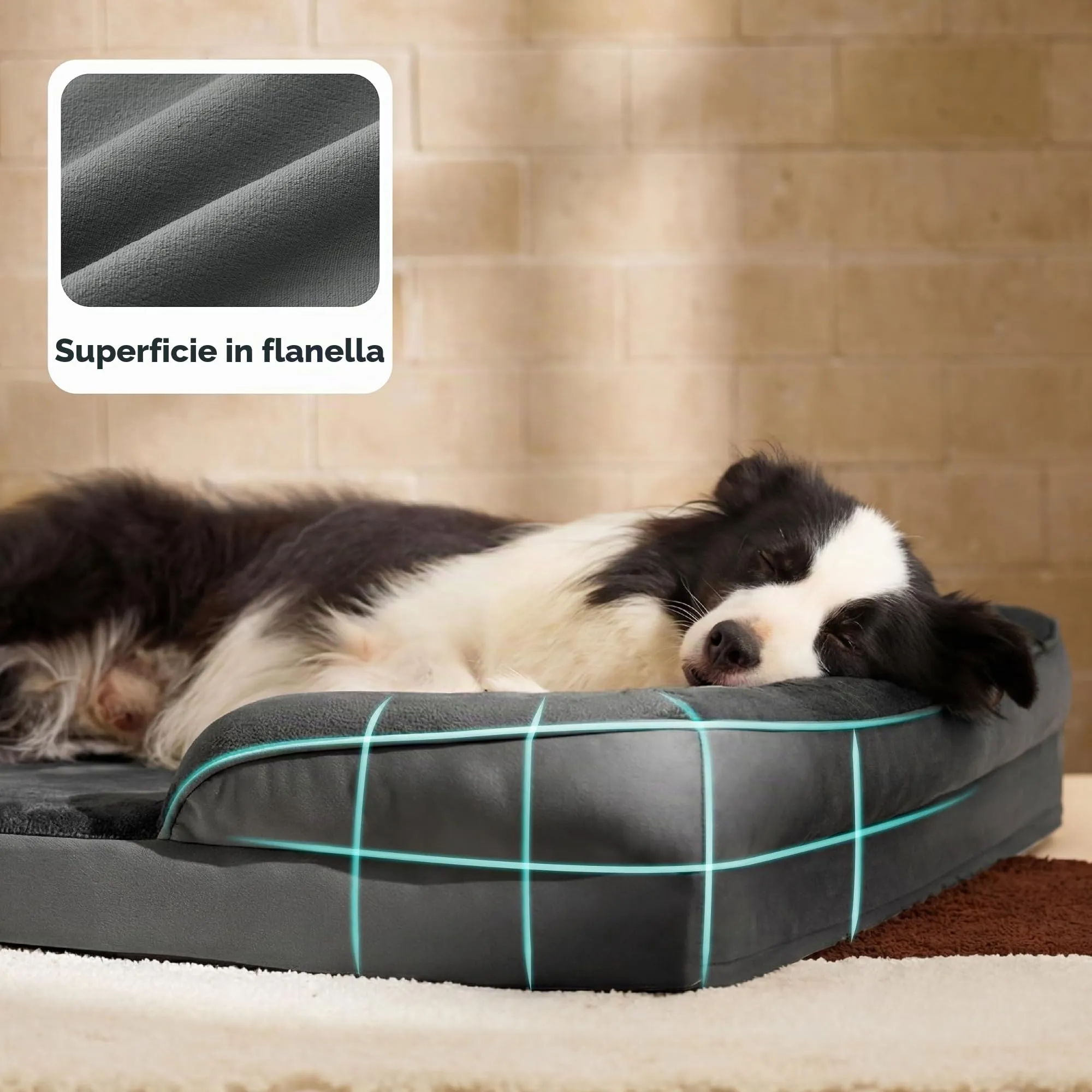 Bedsure Cuccia Ortopedica Lavabile per Cani Grandi, 89x63cm, Grigio scuro - immagine 6