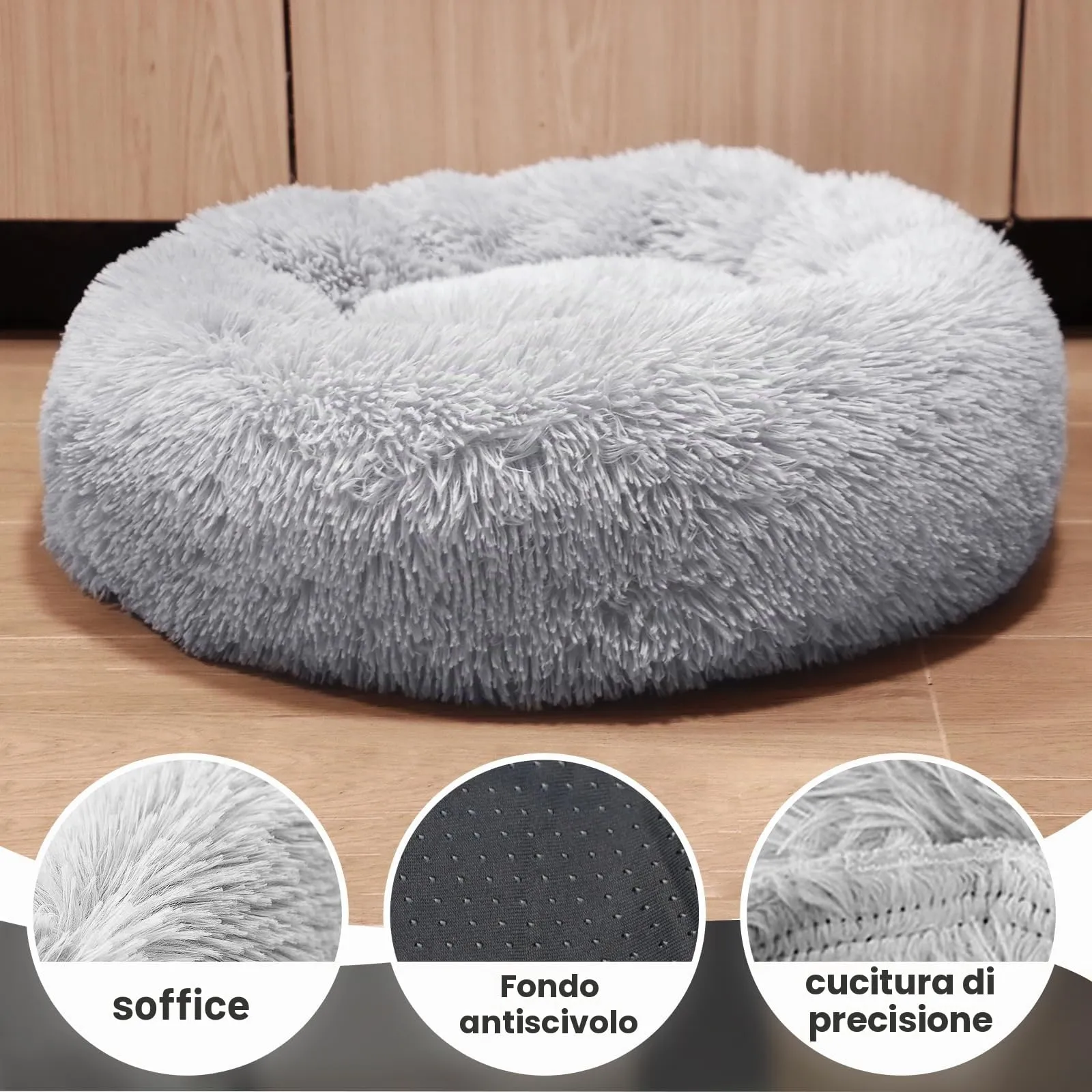 MDDK DY Cuccia per Cani Piccoli Rotonda in Peluche, 70 cm, Lavabile - immagine 4