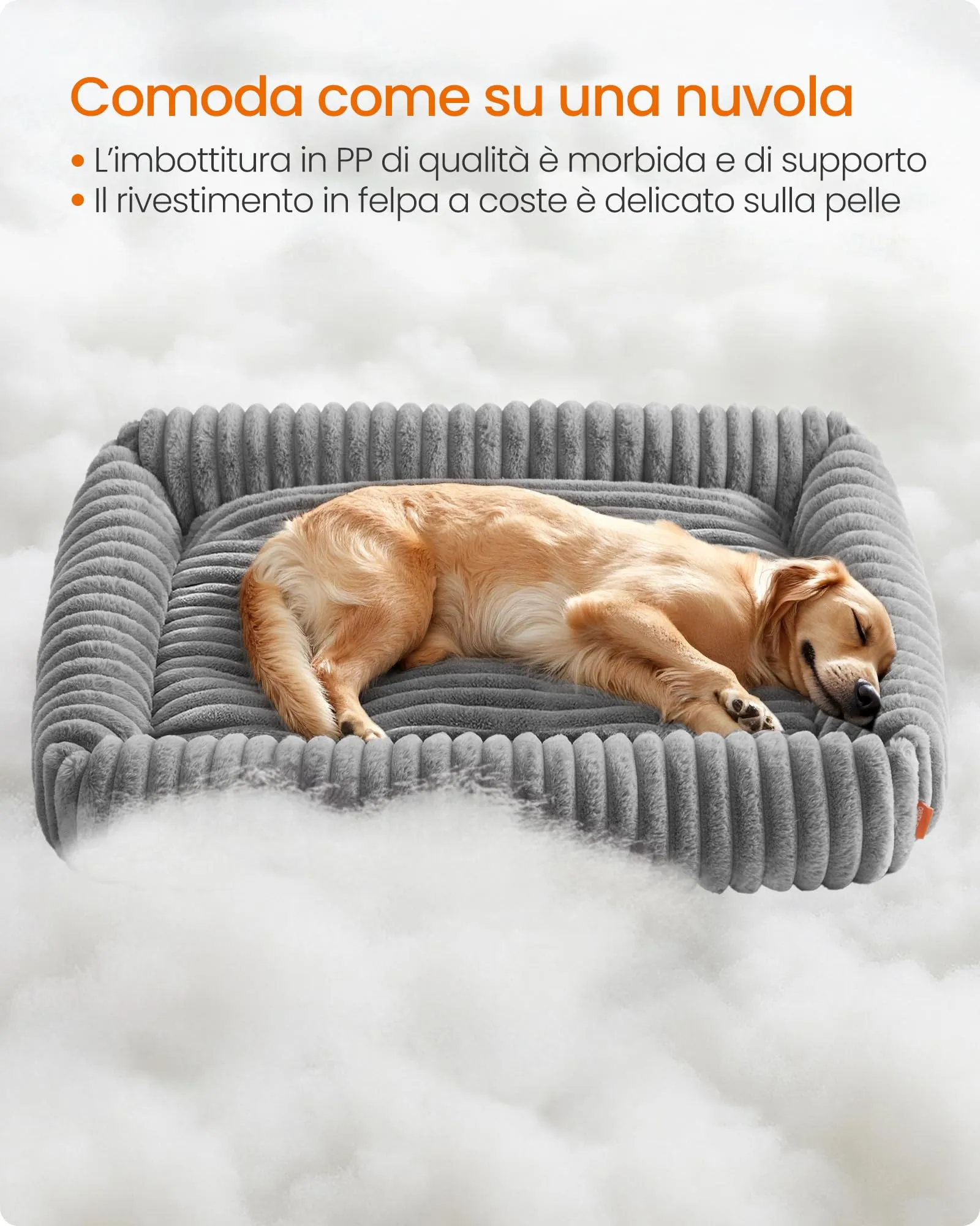 Feandrea Cuccia per Cani di Taglia Extra Grande, Lettino Ortopedico, Grigio Tortora, 120 x 85 x 23 cm - immagine 3