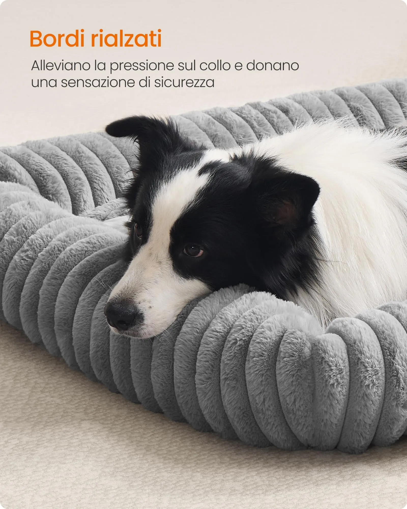 Feandrea Cuccia Ortopedica per Cani di Taglia Grande, Grigio Tortora, 106 x 75 x 20 cm - immagine 4