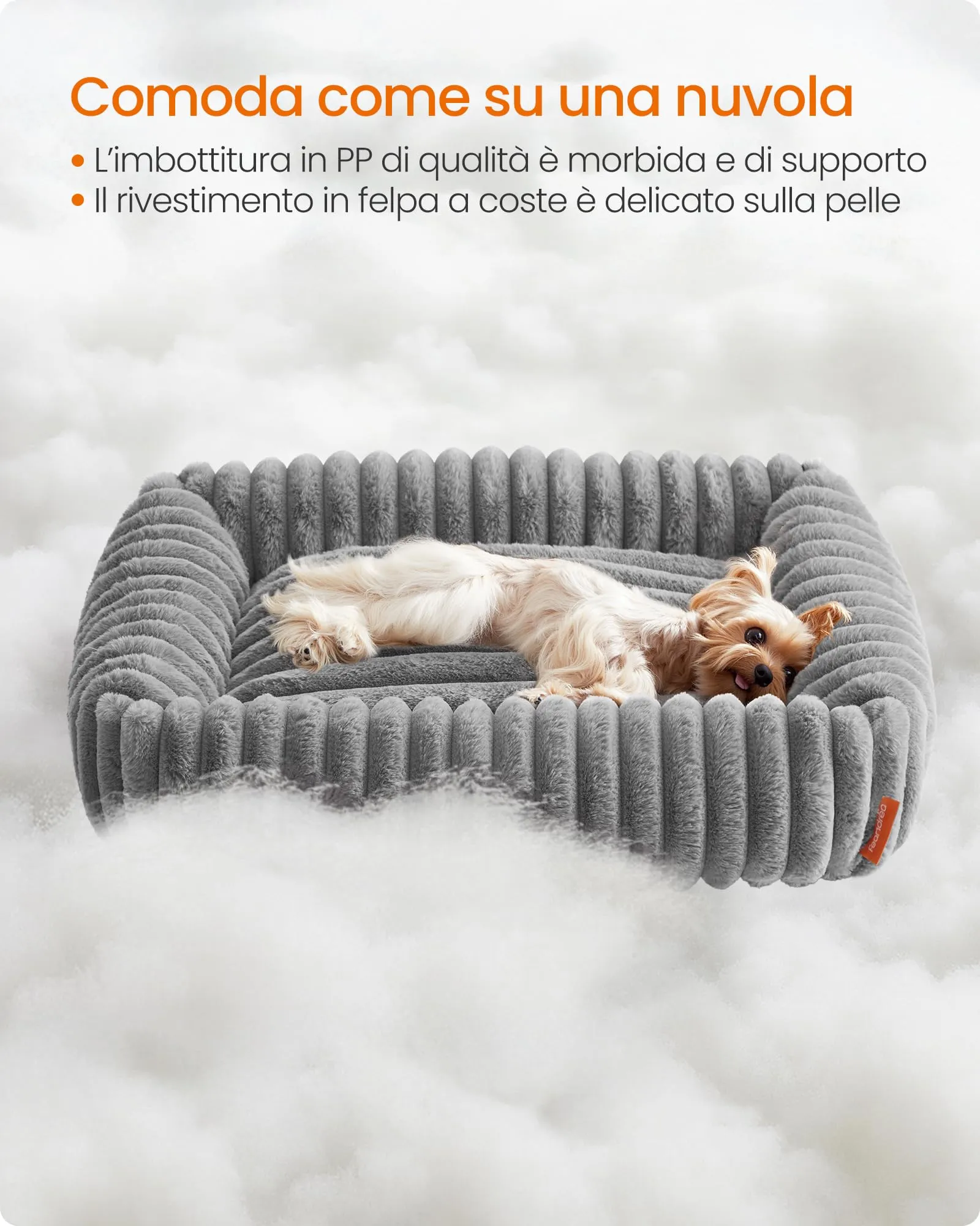Feandrea Cuccia per Cani di Taglia Media, Lettino Ortopedico, Grigio Tortora, 71 x 55 x 18 cm - immagine 3