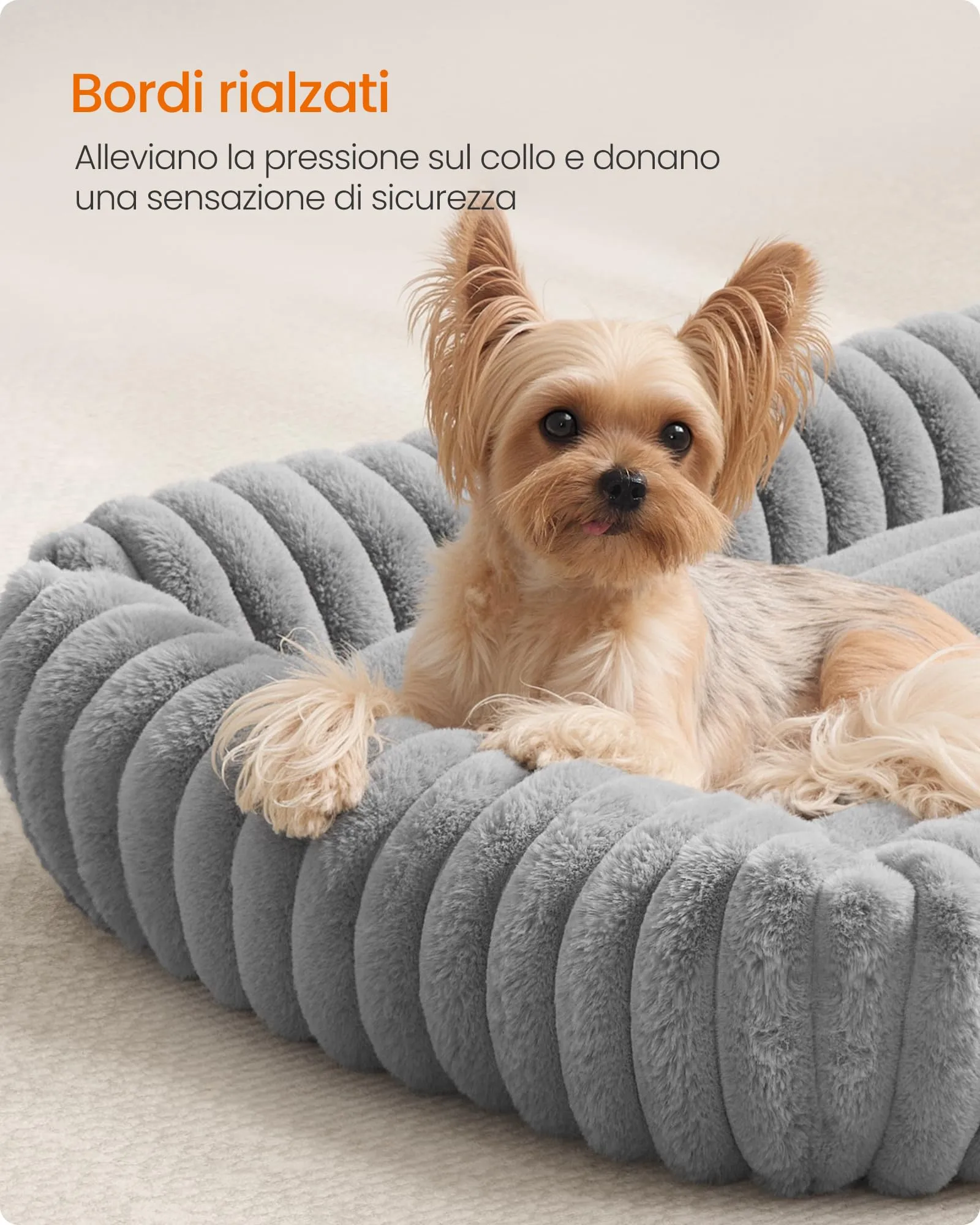 Feandrea Cuccia per Cani di Taglia Media, Lettino Ortopedico, Grigio Tortora, 71 x 55 x 18 cm - immagine 4