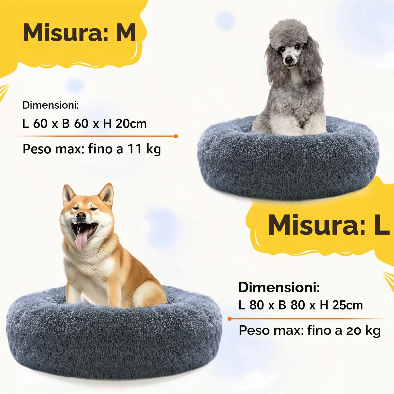 MDDK DY Letto per Cani Medi Rotondo Lavabile, 80 cm, Grigio Scuro - immagine 3