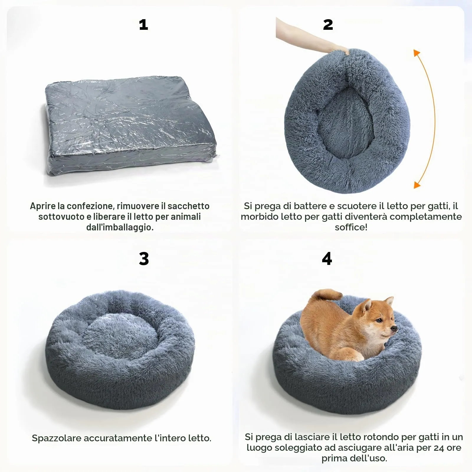 MDDK DY Letto per Cani Medi Rotondo Lavabile, 80 cm, Grigio Scuro - immagine 5