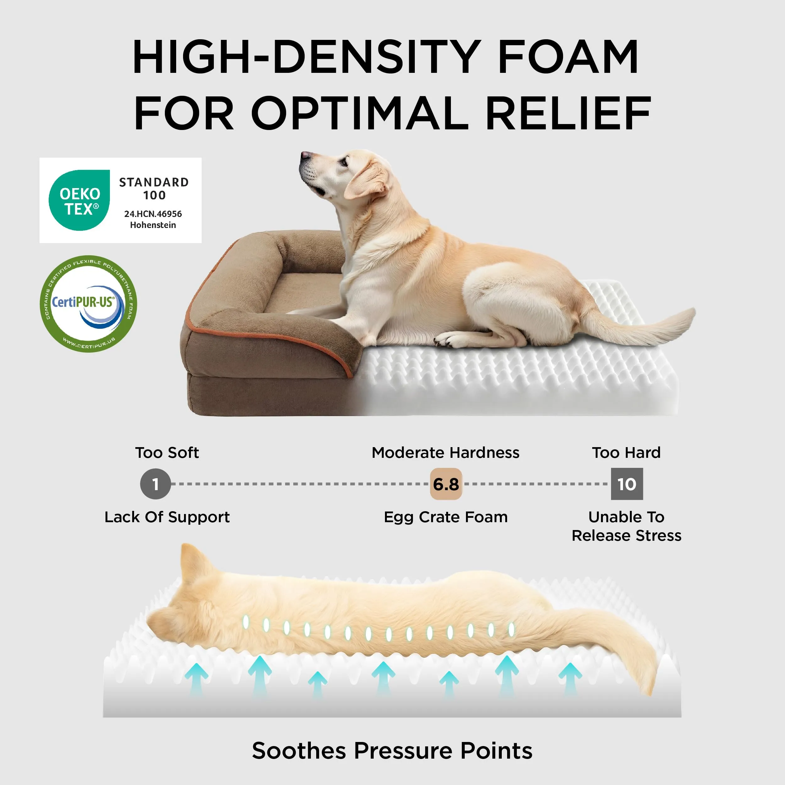 Bedsure Cuccia Ortopedica Lavabile per Cani Grandi, 114x81cm, Marrone - immagine 3