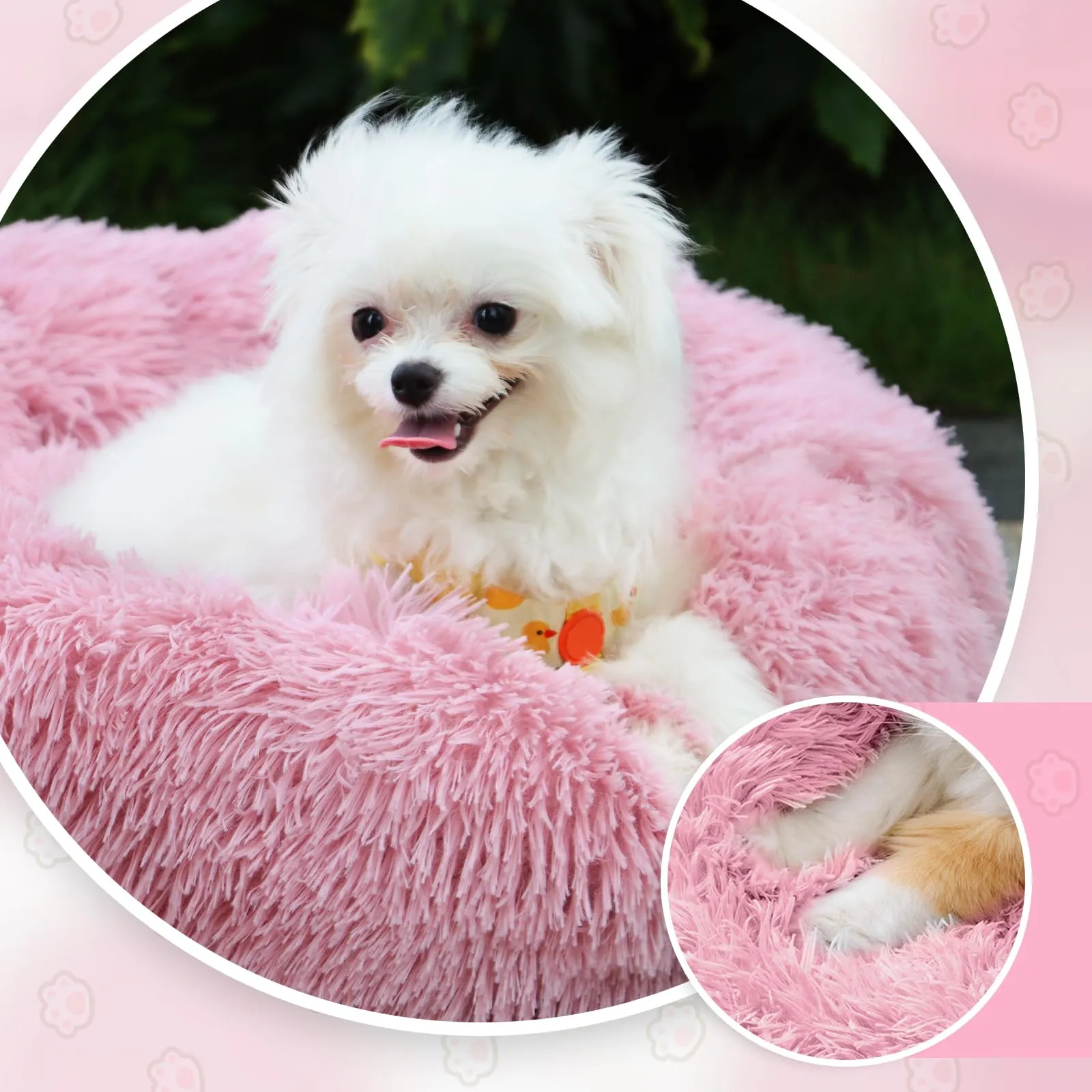 MDDK DY Cuccia per Cani e Gatti Rotonda in Peluche Lavabile, 70 cm, Rosa - immagine 2