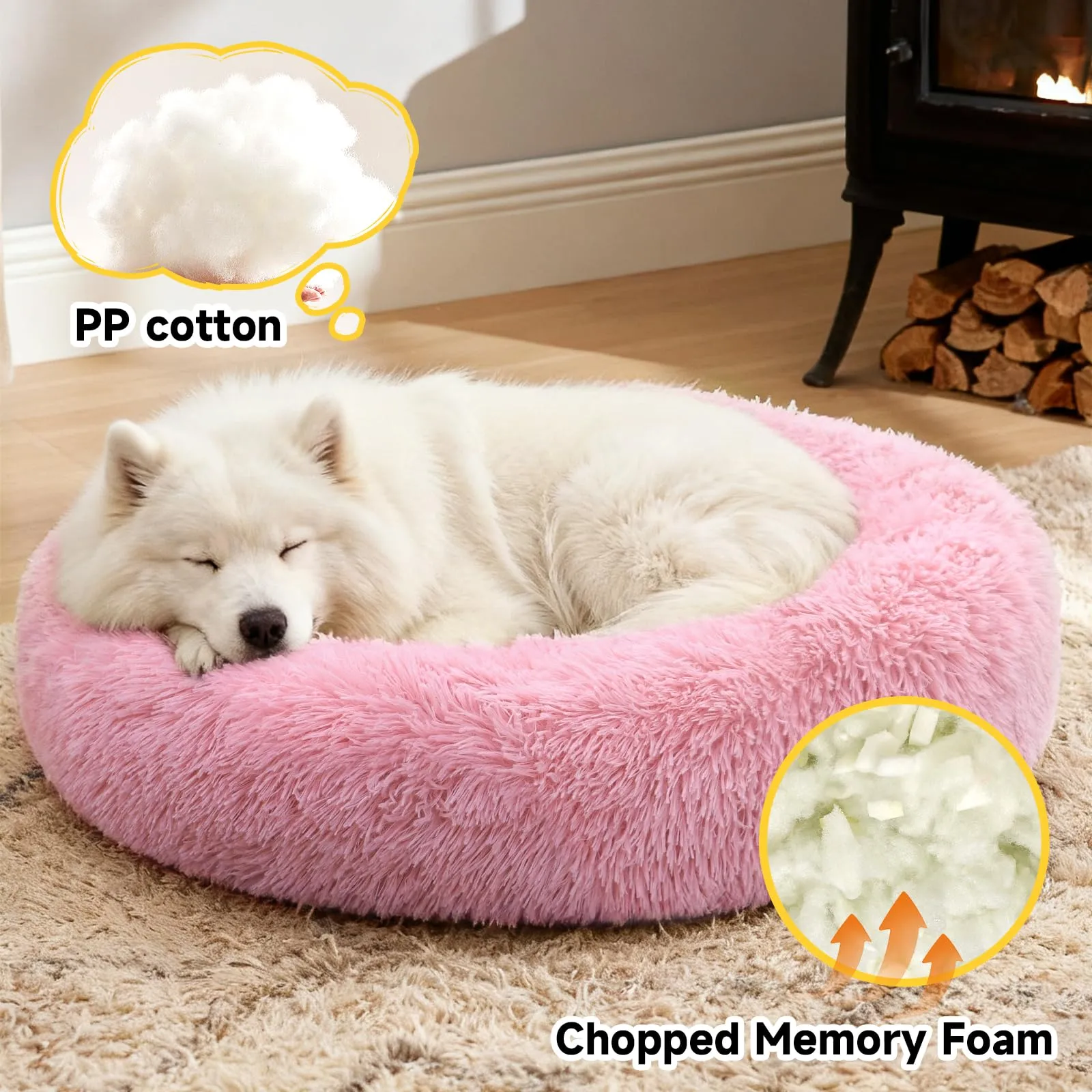 MDDK DY Letto a Ciambella in Peluche per Cani e Gatti, 70 cm, Rosa - immagine 2