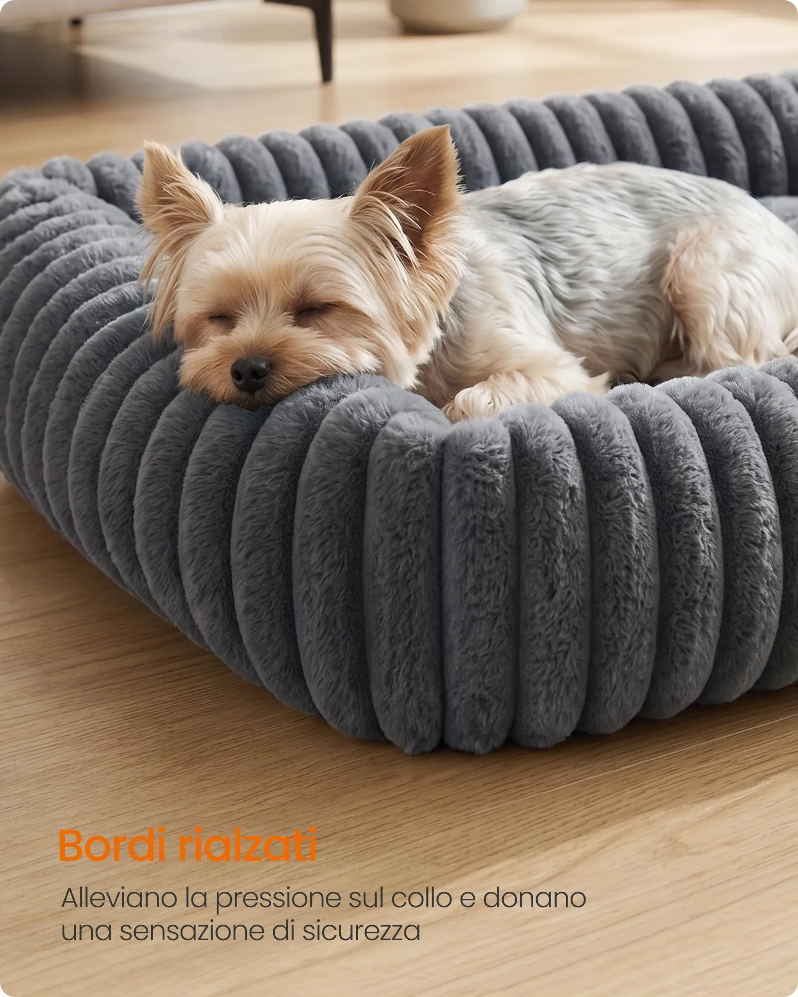 Feandrea Cuccia per Cani di Taglia Media, Lettino Ortopedico, Grigio Piombo, 71 x 55 x 18 cm - immagine 4