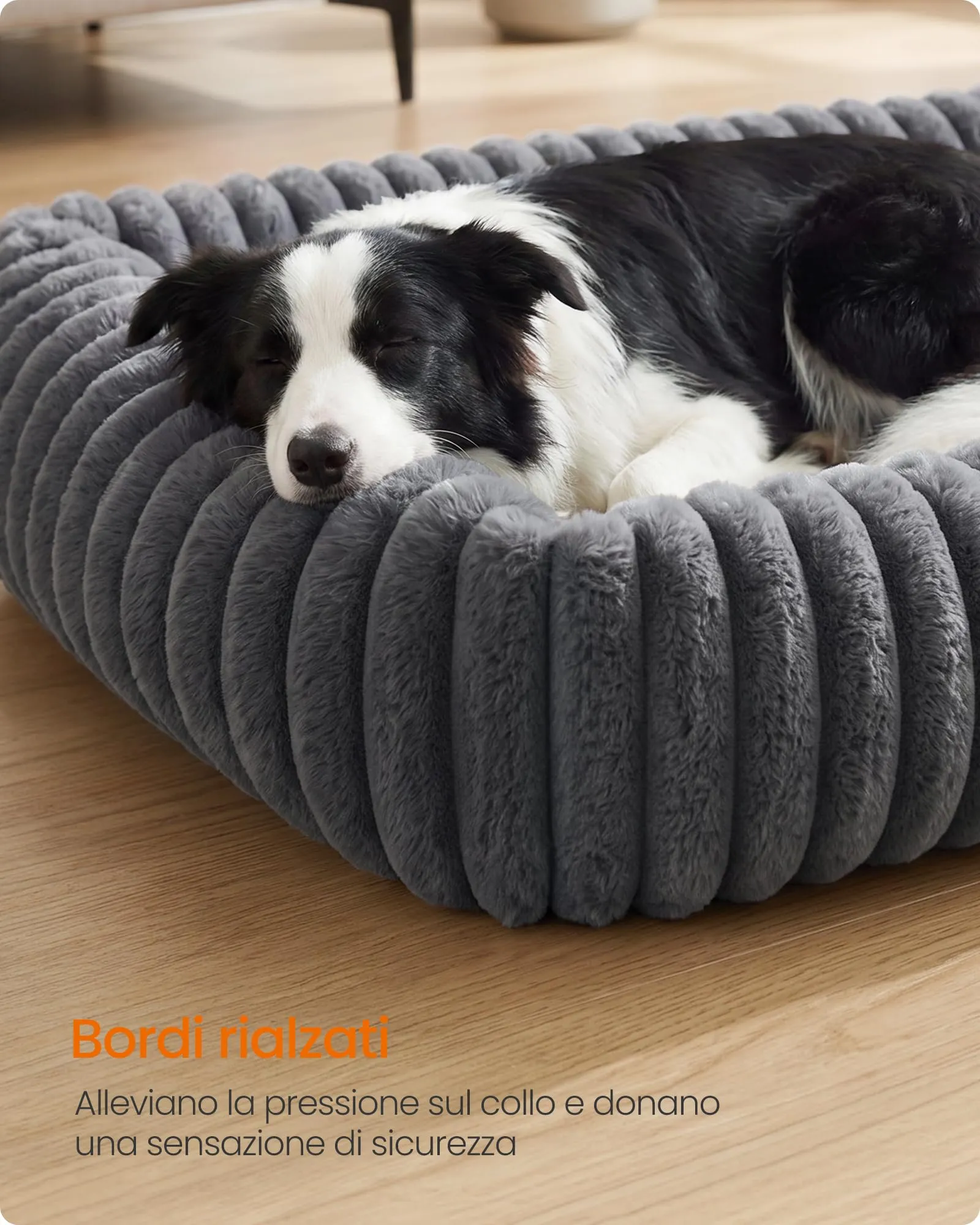 Feandrea Cuccia Ortopedica per Cani di Taglia Media, Grigio Piombo, 106 x 75 x 20 cm - immagine 4
