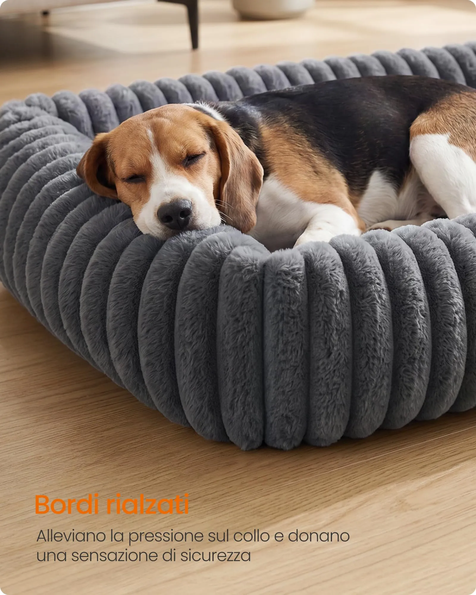 Feandrea Cuccia per Cani di Taglia Media, Lettino Ortopedico, Grigio Piombo, 91 x 68 x 20 cm - immagine 4
