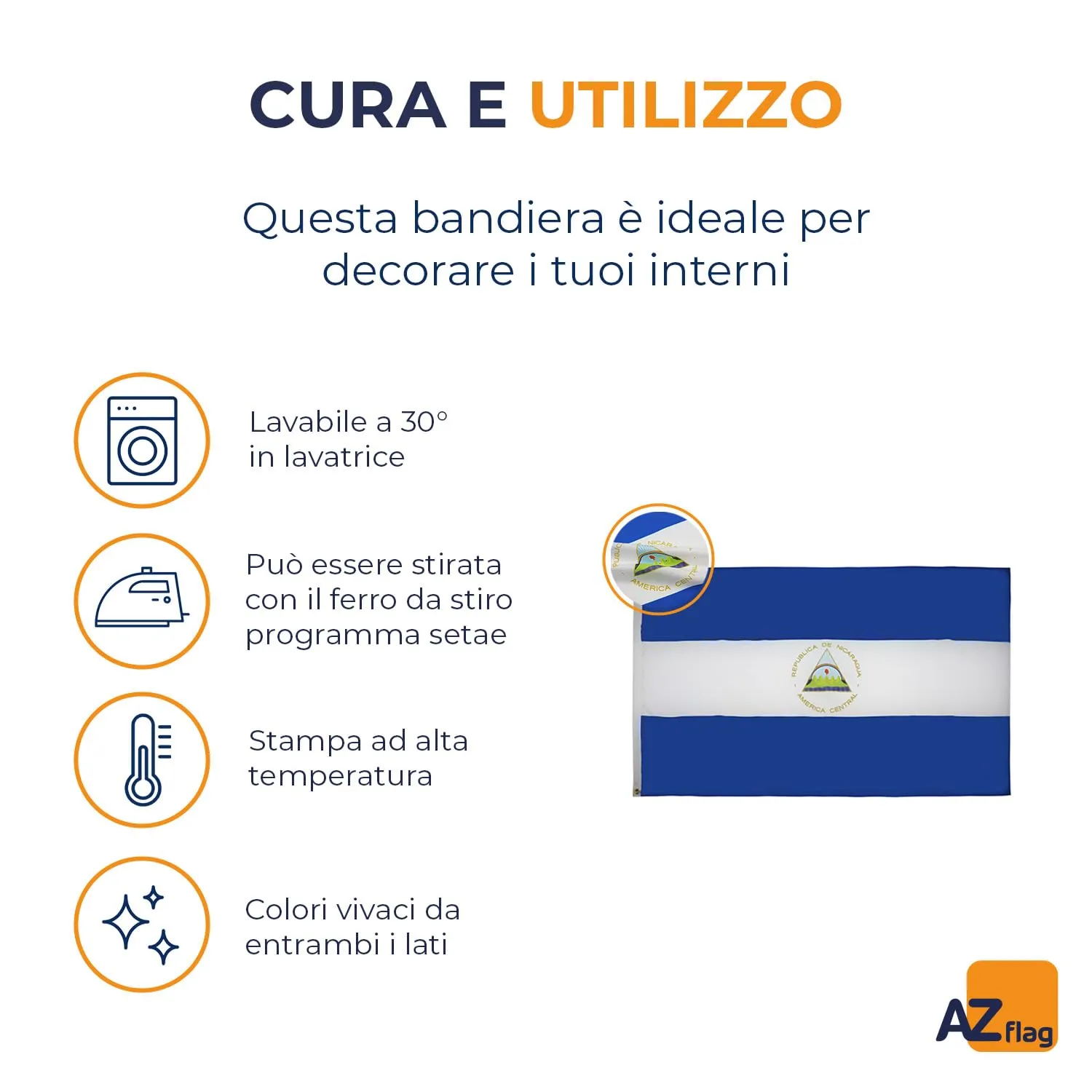 AZ FLAG Bandiera Nicaragua 150x90 cm Poliestere Leggero con 2 Occhielli - immagine 6