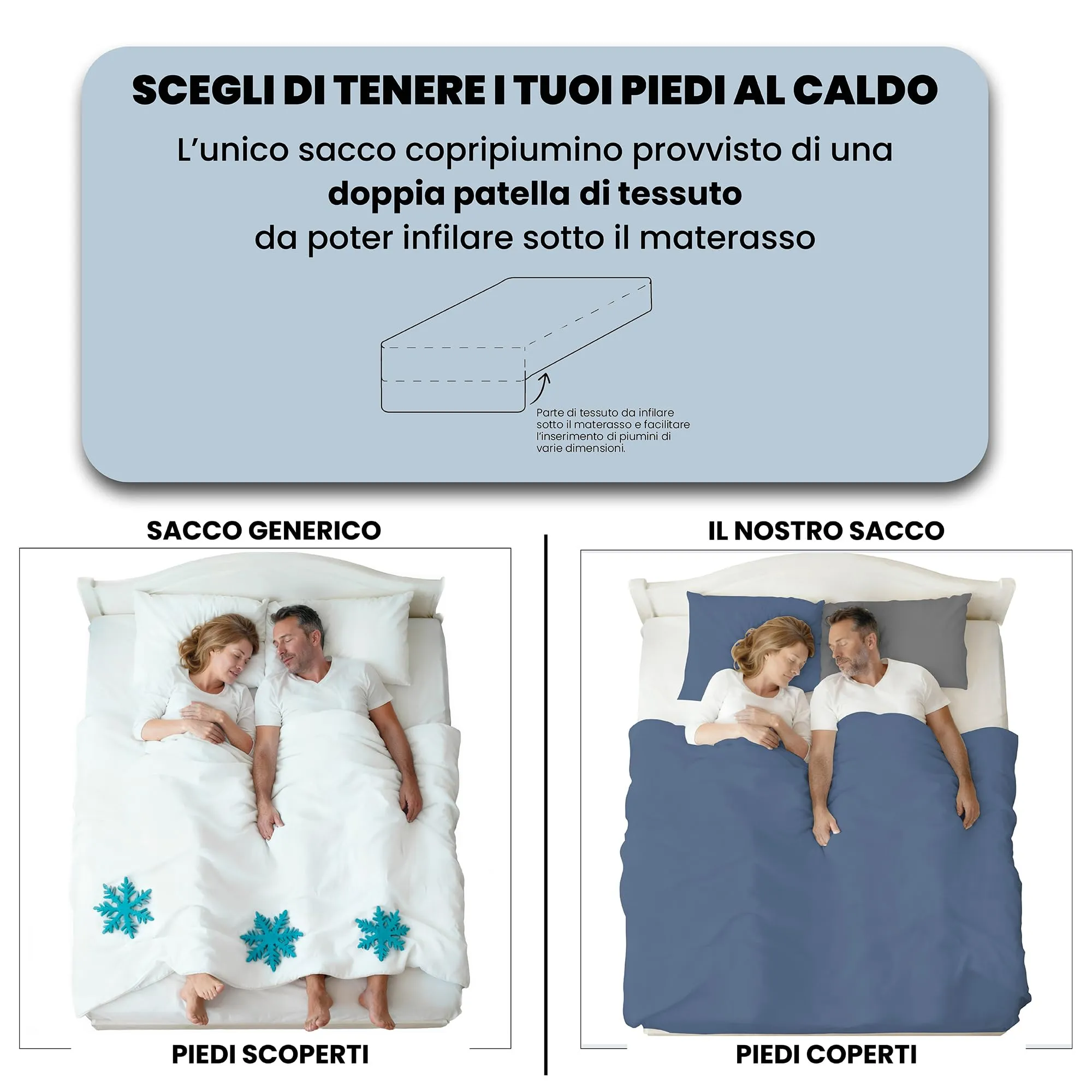 Italian Bed Linen Set Copripiumino 100% Cotone, Matrimoniale, 250x200 cm, Avio/Grigio Scuro - immagine 6