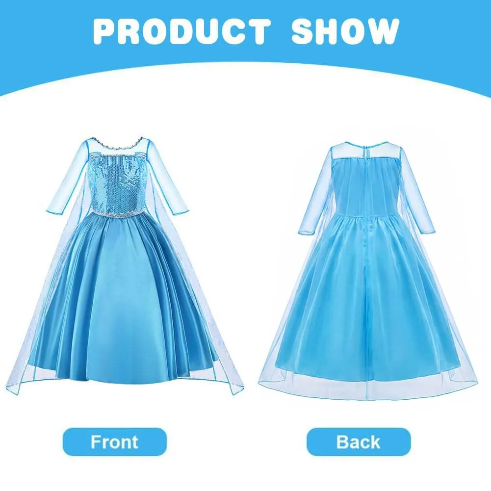 Vicloon Costume Principessa per Ragazze con Corona e Bacchetta - immagine 4