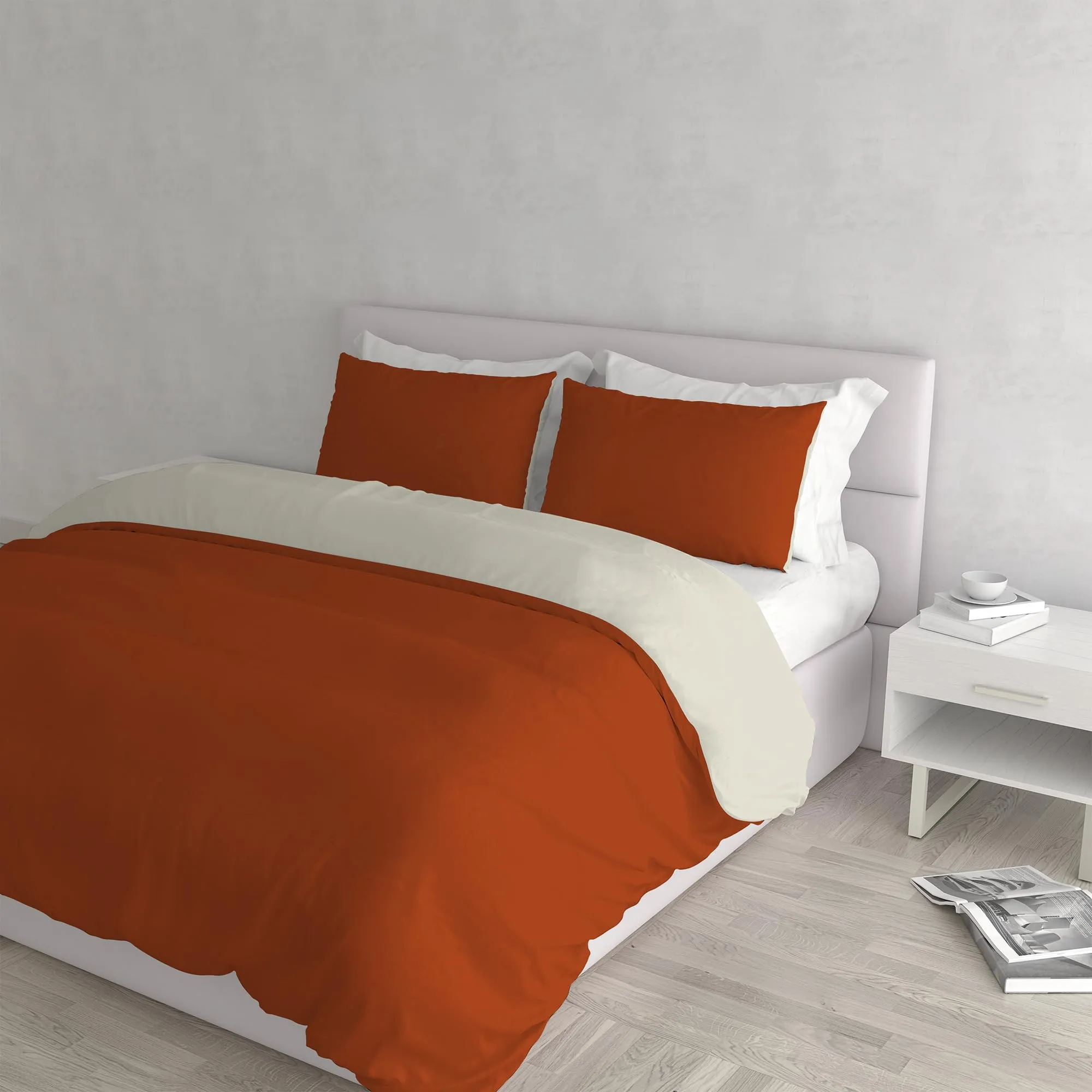 Italian Bed Linen Set Copripiumino 100% Cotone, Matrimoniale 250x200 cm, Terra/Panna - immagine 1