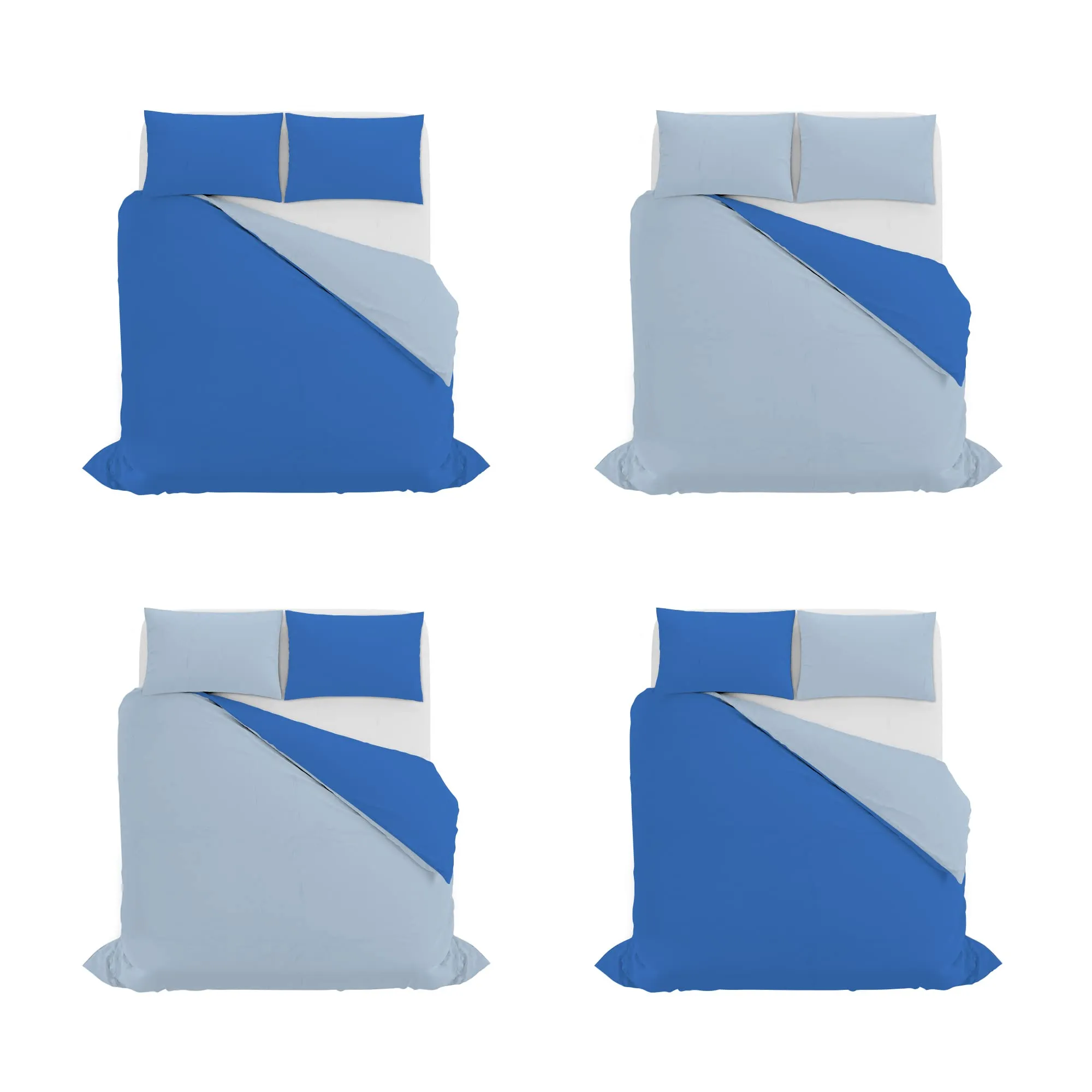 Italian Bed Linen Set Copripiumino 100% Cotone, Matrimoniale, 250x200 cm, Royal/Azzurro - immagine 11