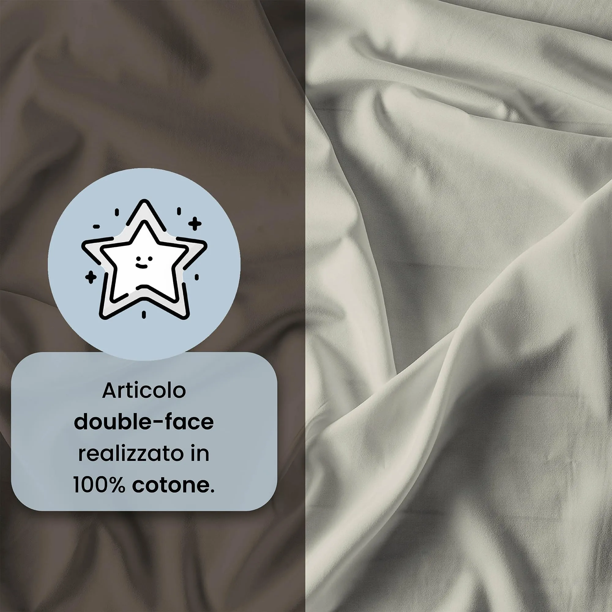 Italian Bed Linen Set Copripiumino 100% Cotone Natural Color, Matrimoniale, 250x200 cm, Marrone/Panna - immagine 3
