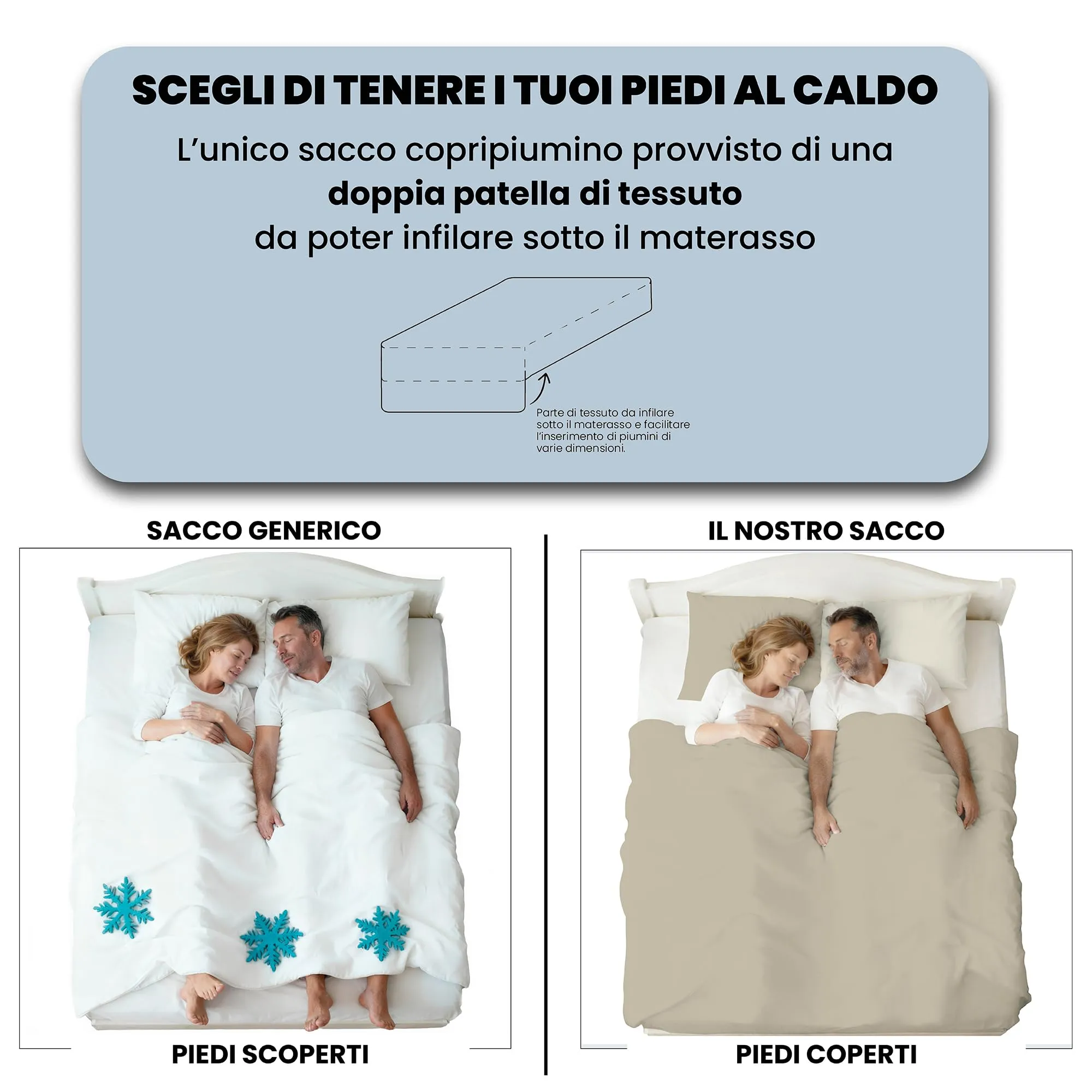 Italian Bed Linen Set Copripiumino 100% Cotone, Matrimoniale 250x200 cm, Tortora/Panna - immagine 6