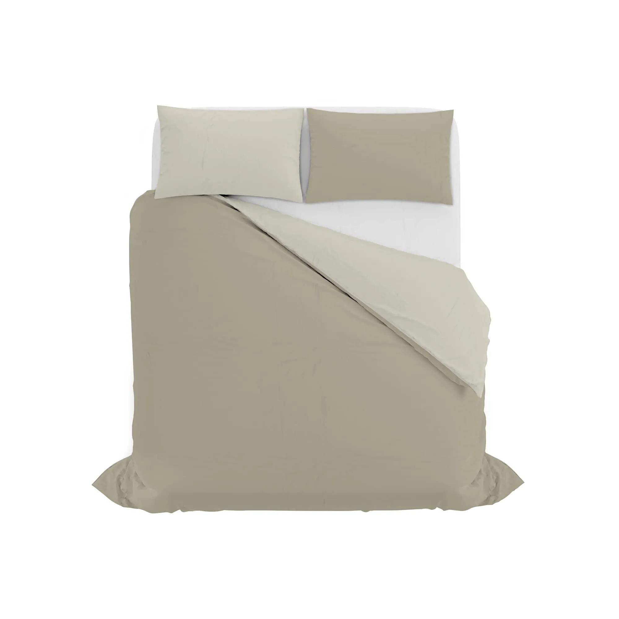 Italian Bed Linen Set Copripiumino 100% Cotone, Matrimoniale 250x200 cm, Tortora/Panna - immagine 10