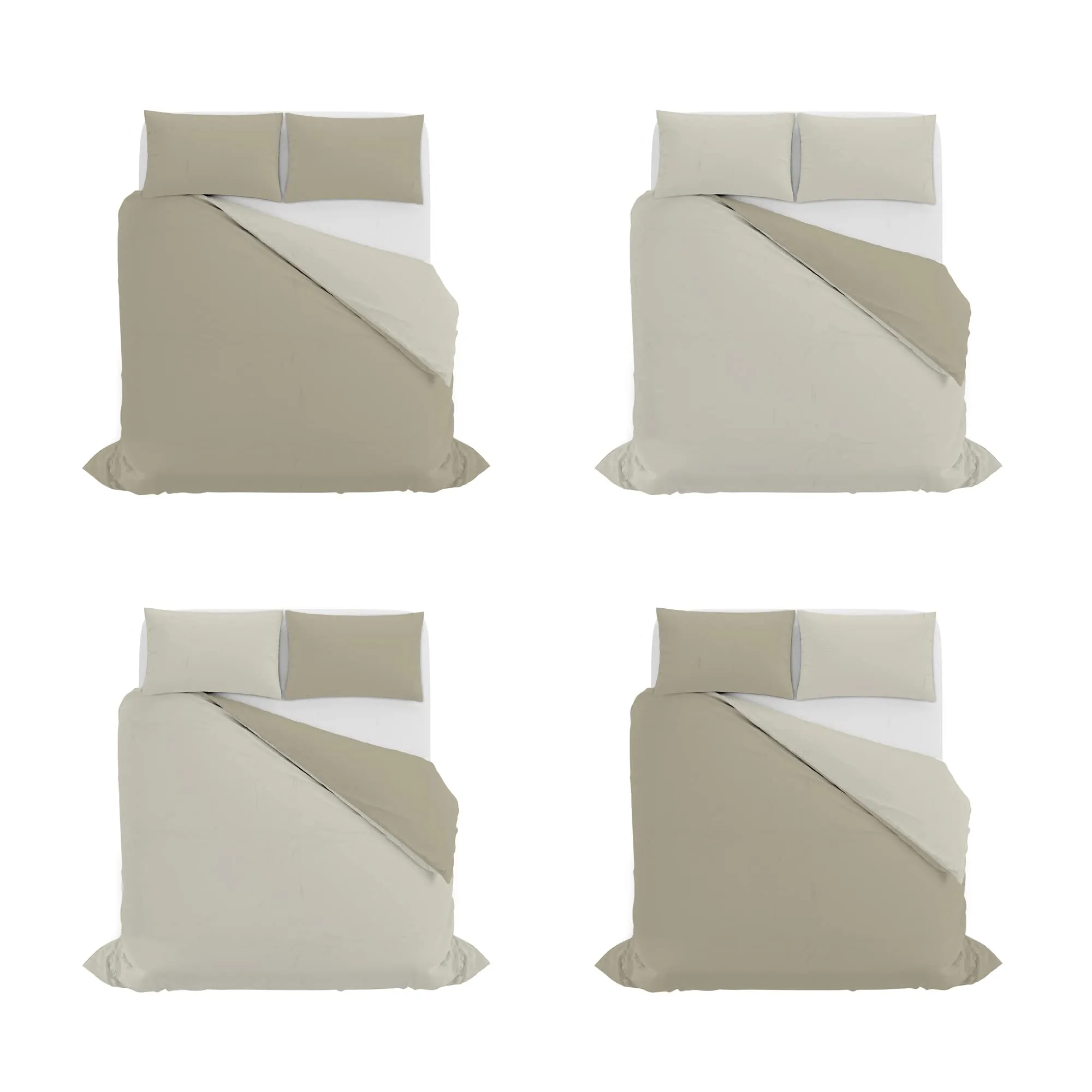 Italian Bed Linen Set Copripiumino 100% Cotone, Matrimoniale 250x200 cm, Tortora/Panna - immagine 11