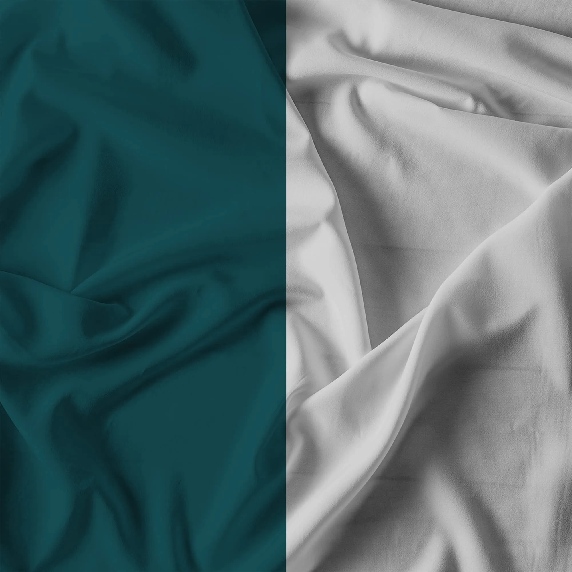 Italian Bed Linen Set Copripiumino 100% Cotone, Matrimoniale, 250x200 cm, Verde Petrolio/Grigio Chiaro - immagine 12