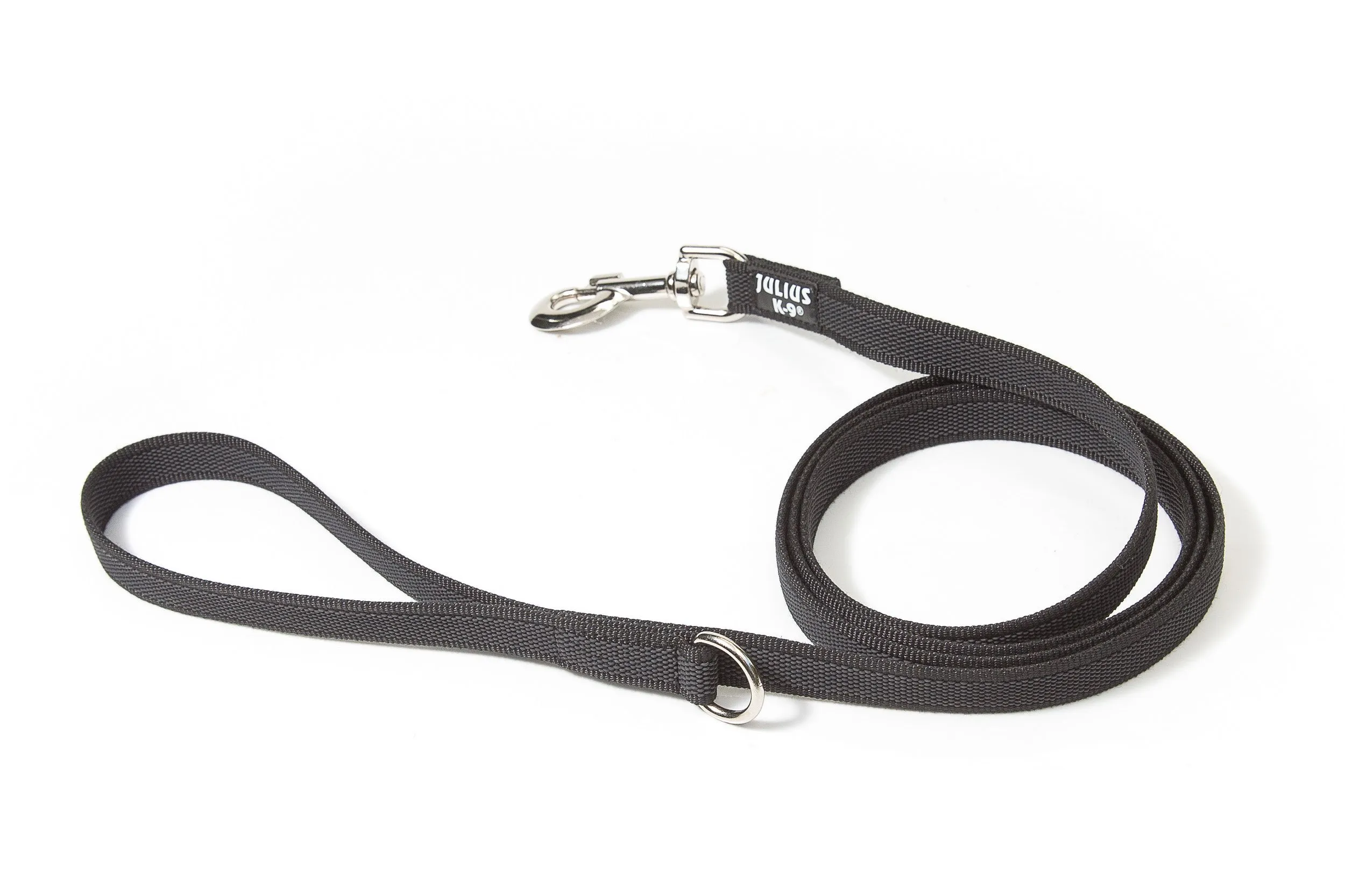 Julius-K9 Color & Gray Super Presa Guinzaglio con Manico e Anello D, 14 mm x 1.8 m, Nero - immagine 1