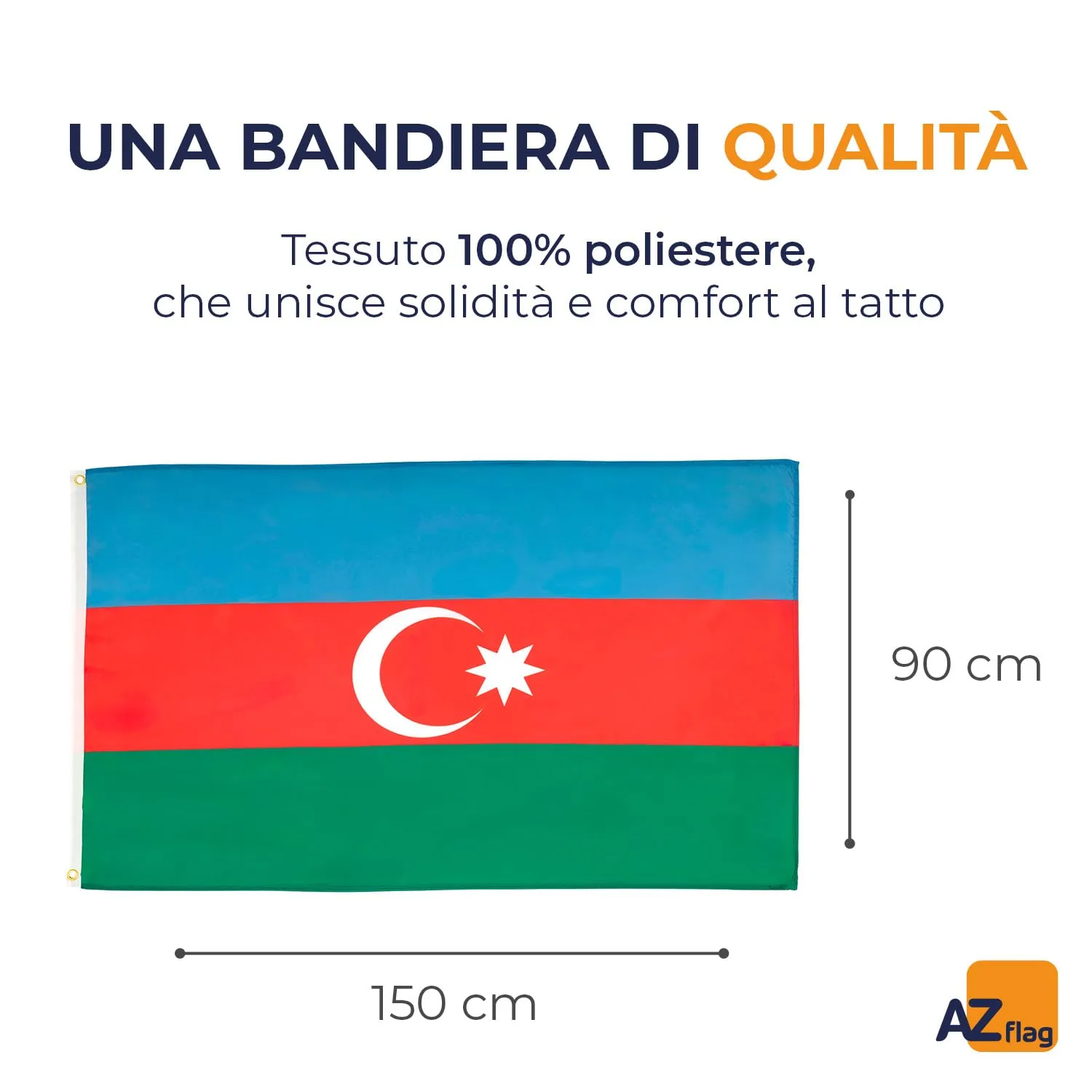 AZ FLAG Bandiera Azerbaigian 150x90 cm Poliestere Leggero con Occhielli - immagine 2