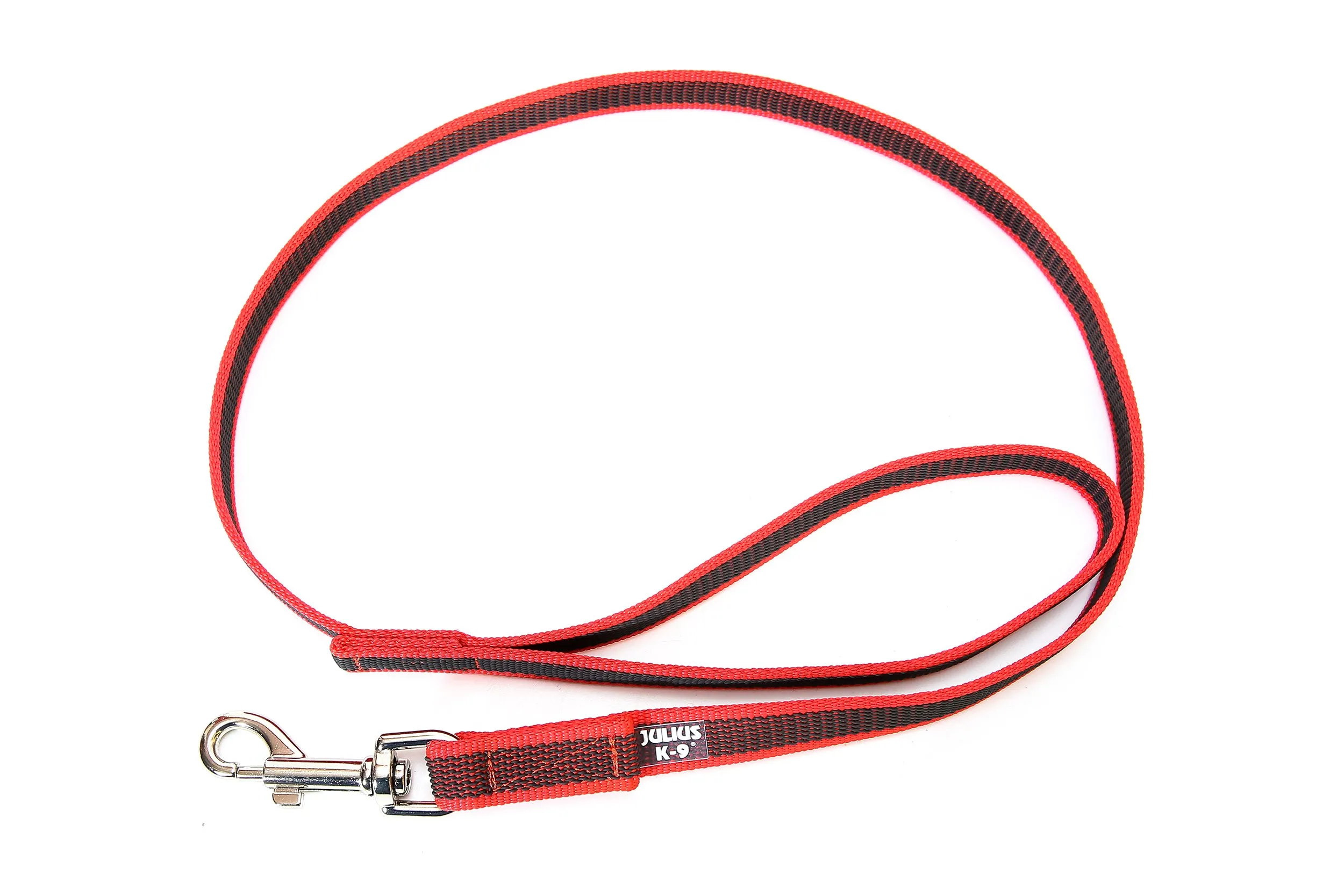 Julius-K9 Color & Gray Super Presa Guinzaglio Con Manico, 20 mm x 1.2 m, Rosso - immagine 1