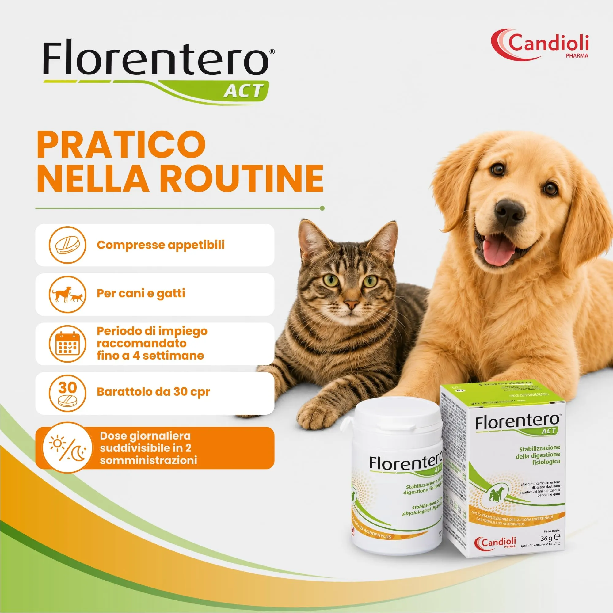 Candioli Florentero ACT Probiotici per Cani e Gatti, 30 Compresse - immagine 4