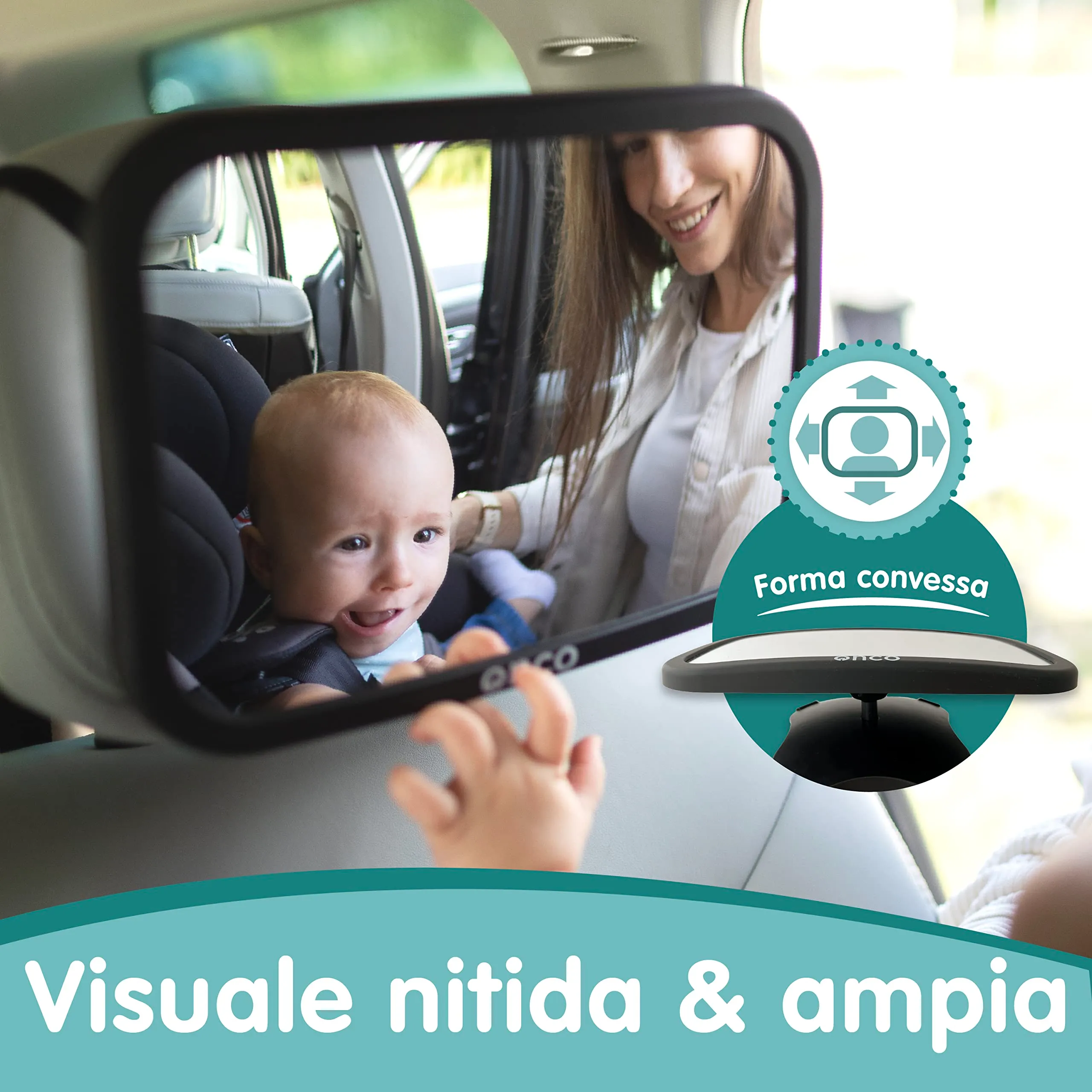 Onco Specchietto Auto Neonato Sedile Posteriore Infrangibile 360° - immagine 3