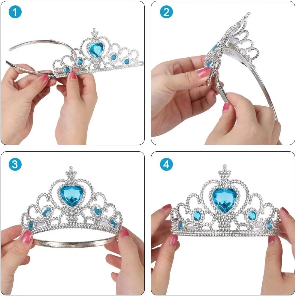 Vicloon Costume Principessa per Ragazze con Corona e Bacchetta, Set Abito Cosplay per Halloween e Natale - immagine 5