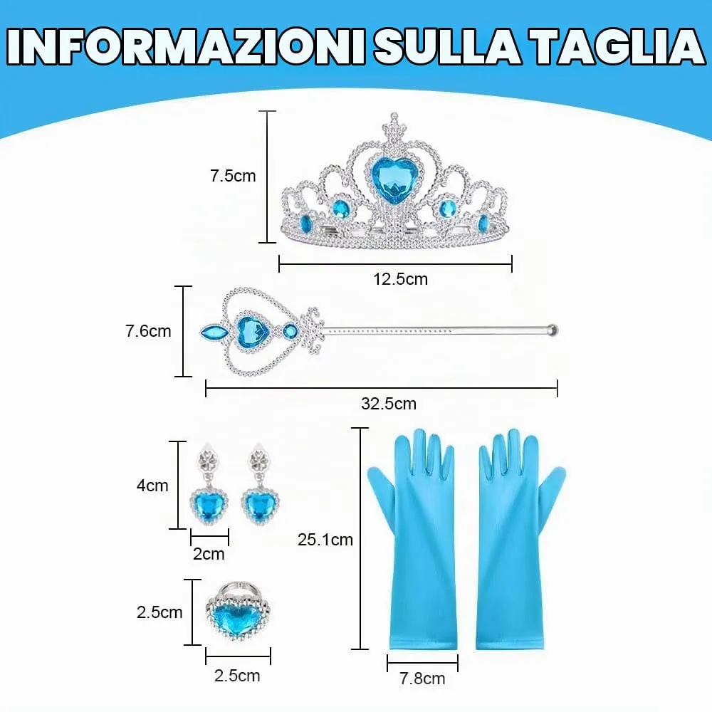 Vicloon Elsa Costume Set for Girls with Crown, Wand, Gloves and Braid - immagine 2