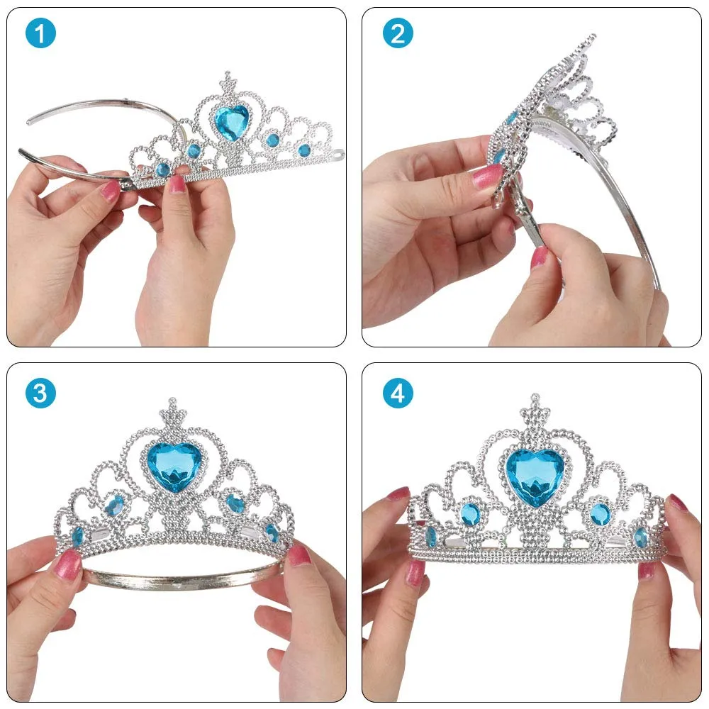 Vicloon Elsa Costume Set for Girls with Crown, Wand, Gloves and Braid - immagine 4