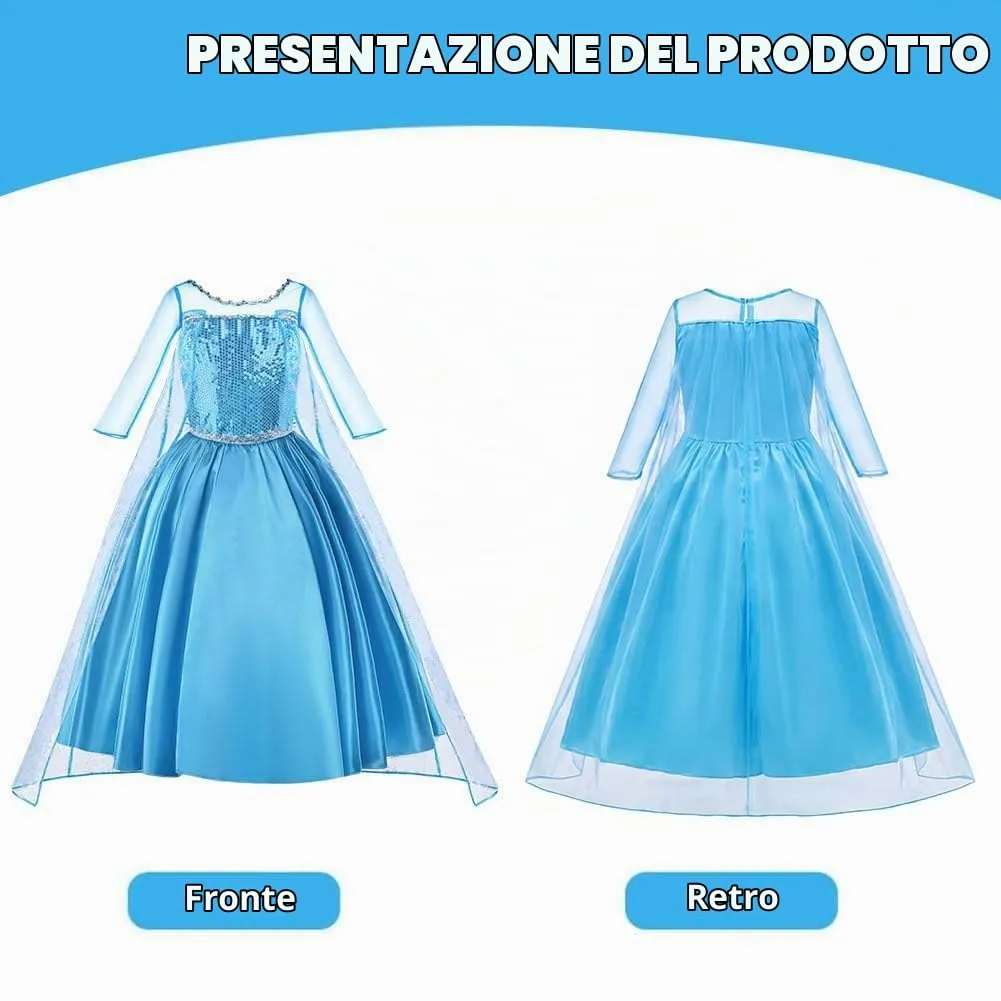 Vicloon Elsa Costume Set for Girls with Crown, Wand, Gloves and Braid - immagine 5
