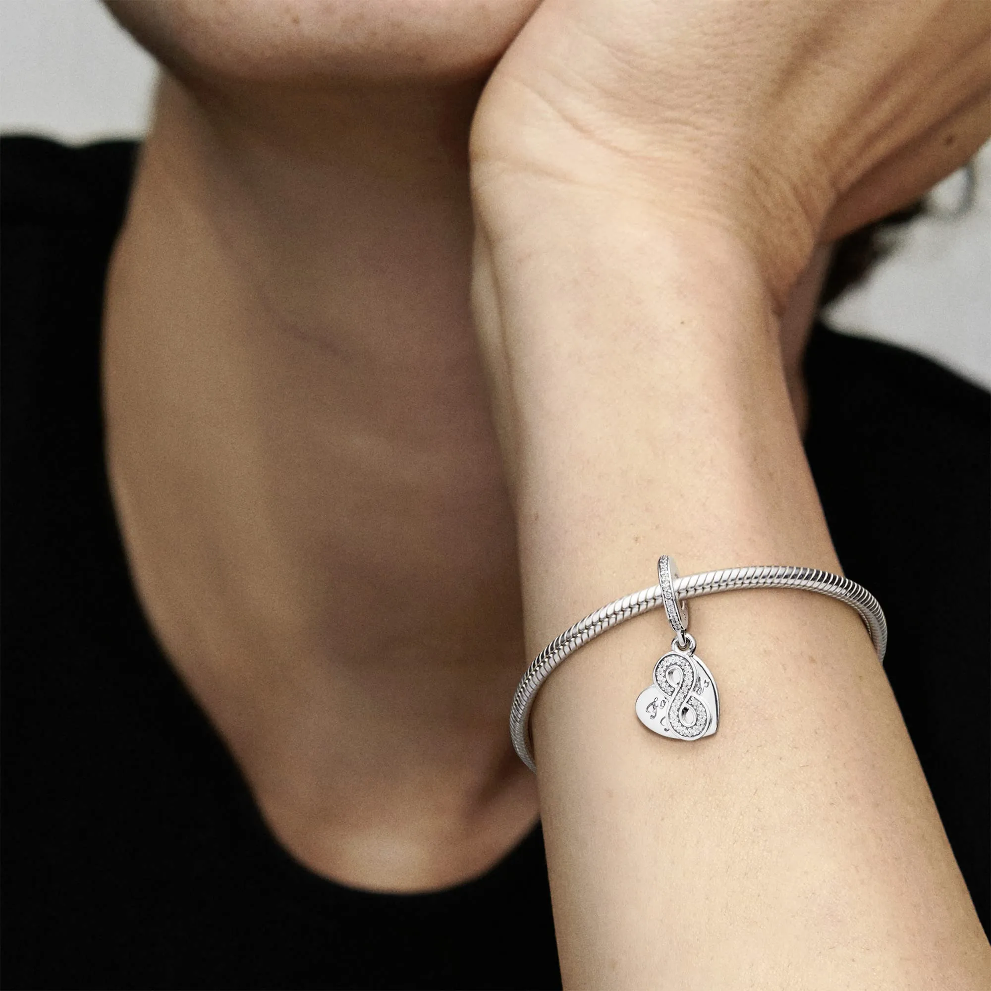 Pandora Icons Pendente a forma di cuore Forever Friends in argento con zirconia cubica trasparente - immagine 4