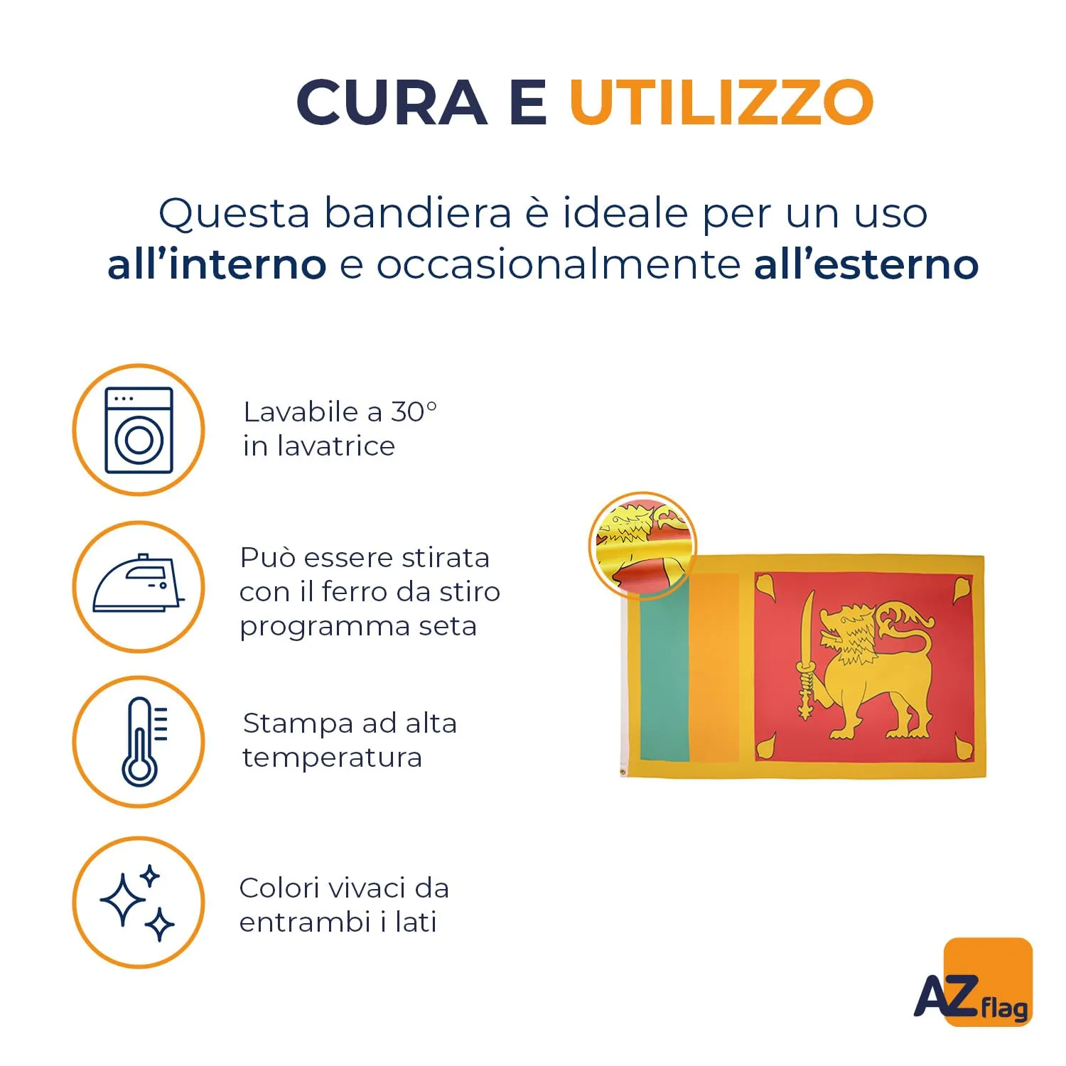 AZ FLAG Bandiera Sri Lanka 150x90 cm Poliestere 100D con 2 Occhielli - immagine 5