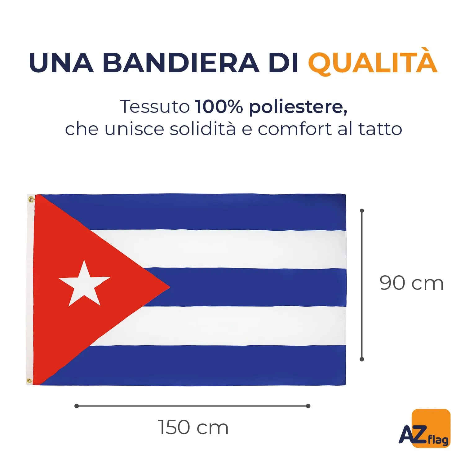 AZ FLAG Bandiera Cuba 150x90 cm Poliestere 100D con 2 Occhielli - immagine 2